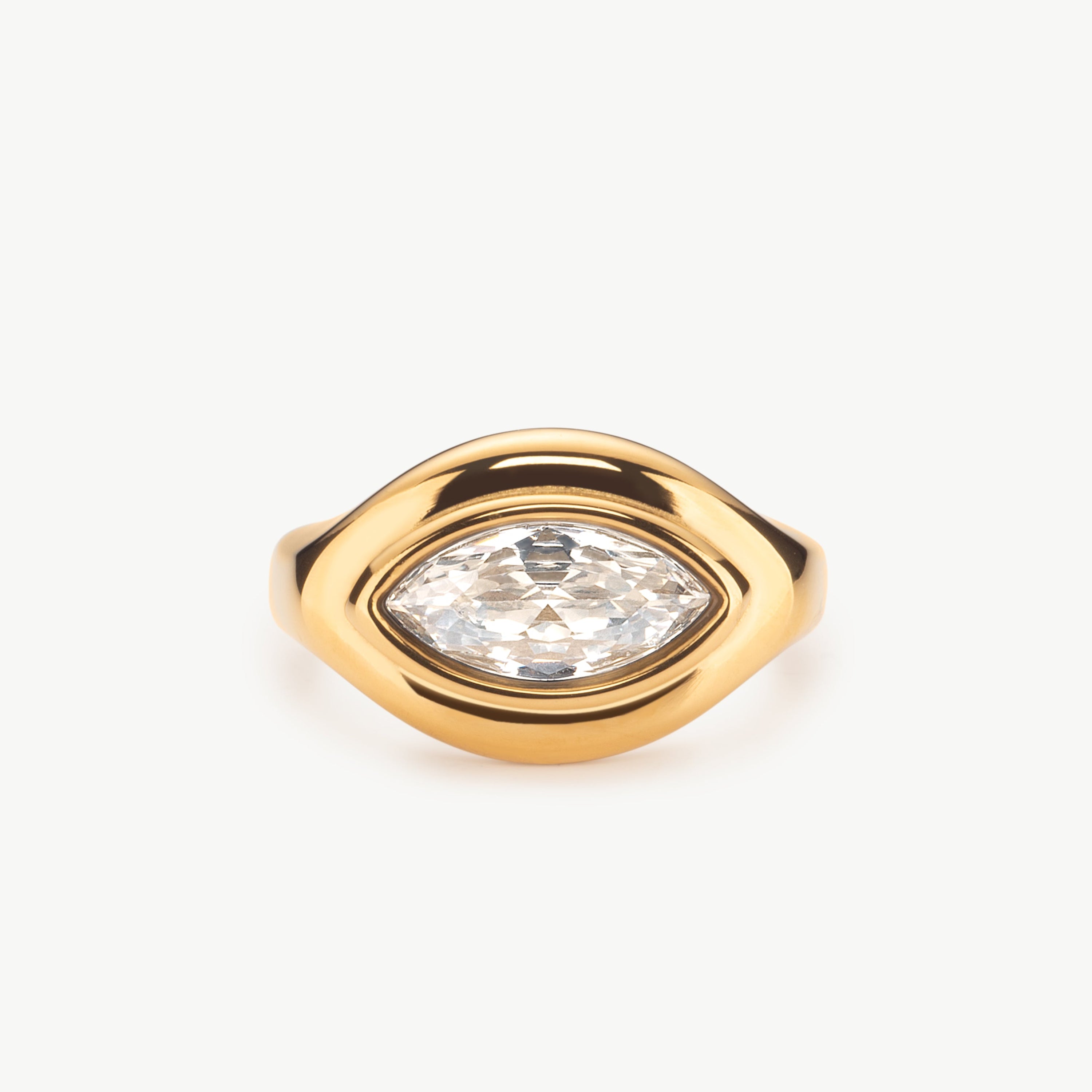 cubic zirconia marquise ring gold geometric ring with elongated stone creating modern sculptural rings and crystal clear rings look