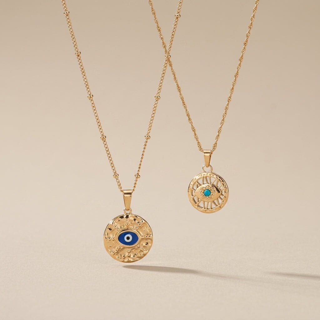 evil eye pendant necklaces with gold chain and protective eye charm