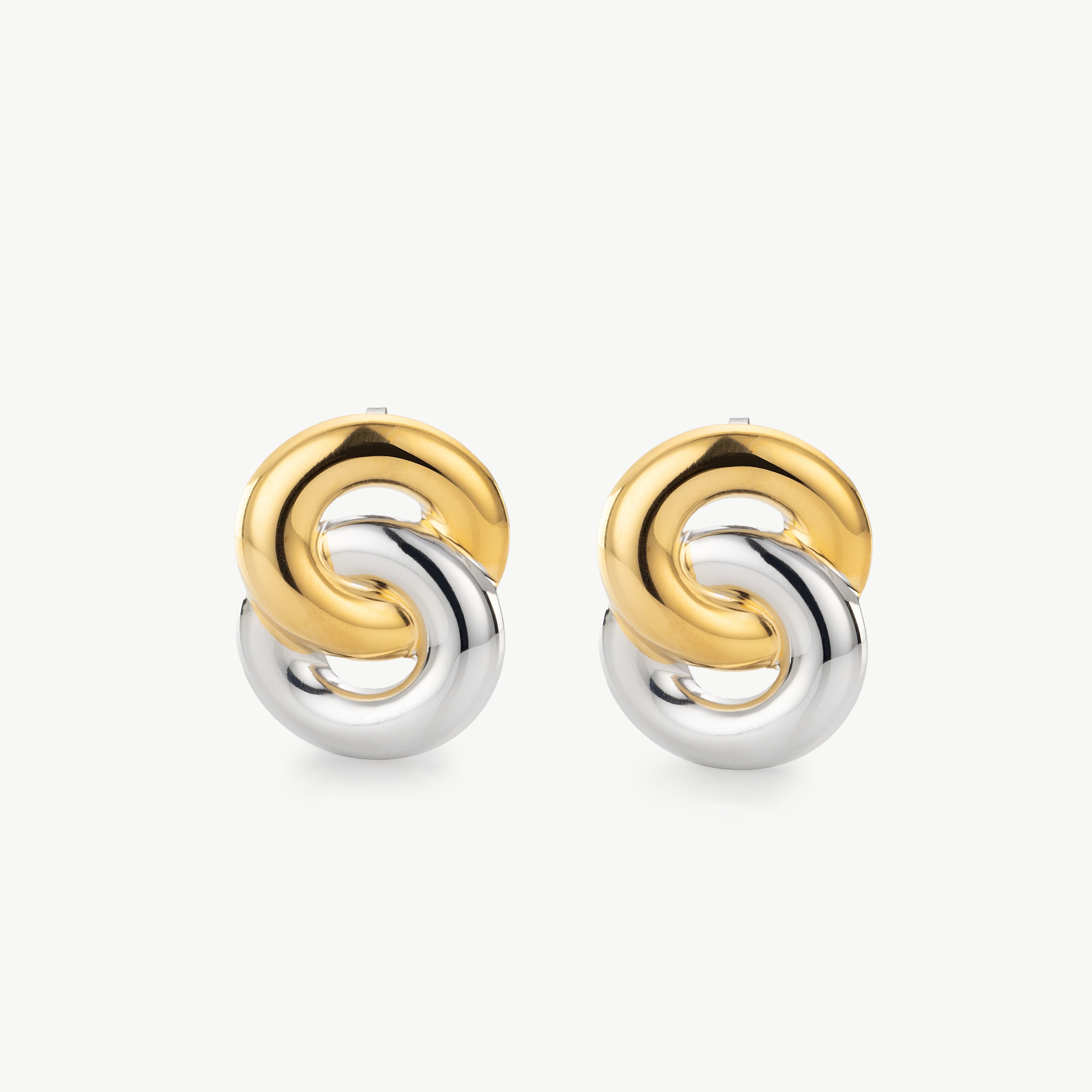 gold and silver earrings gold and silver stud earrings mixed metal earrings sculptural gold silver earrings statement mixed metal stud earrings