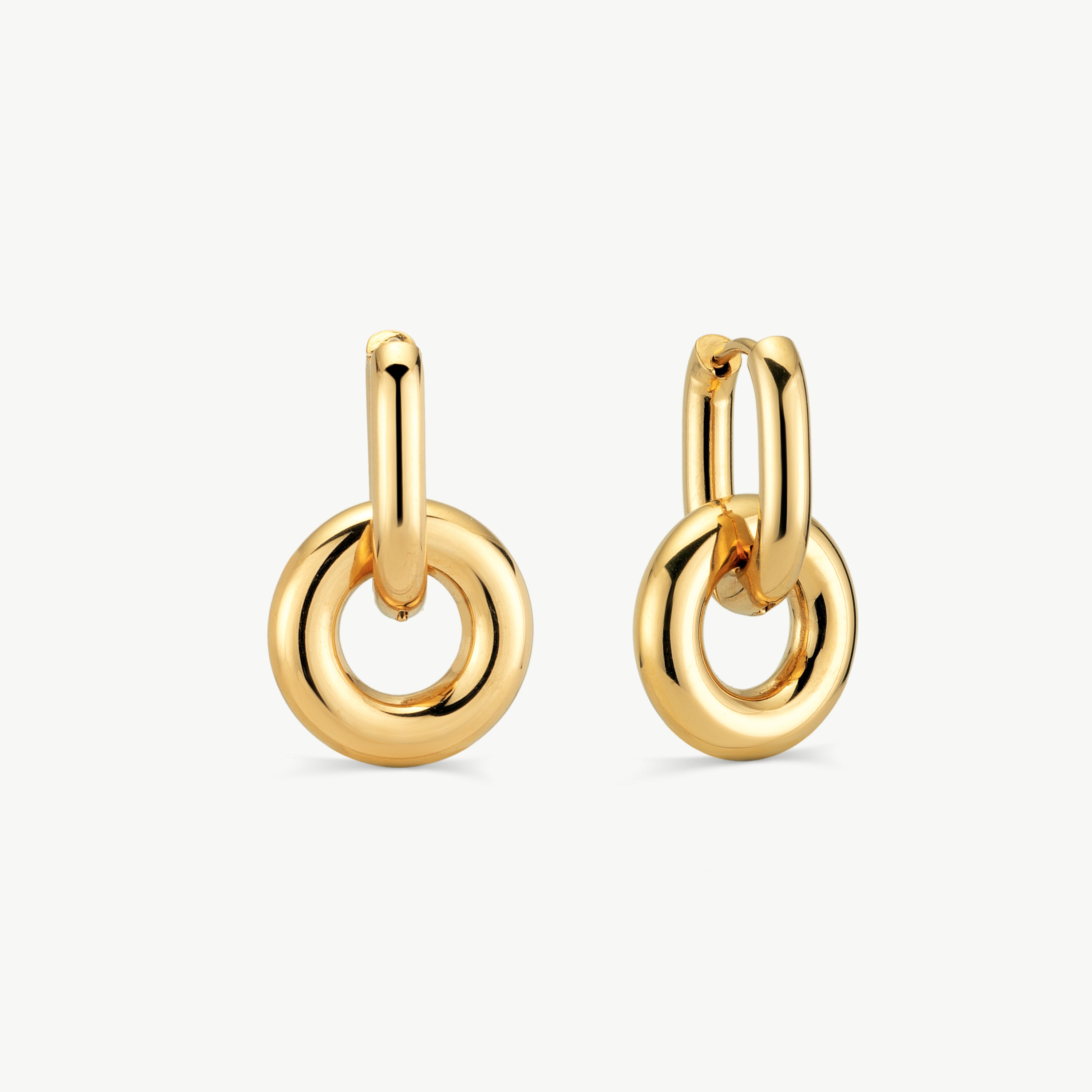 gold chain link earrings double hoop gold earrings chain link earrings gold chunky double hoop earrings gold link earrings paperclip earrings style modern sculptural gold earrings