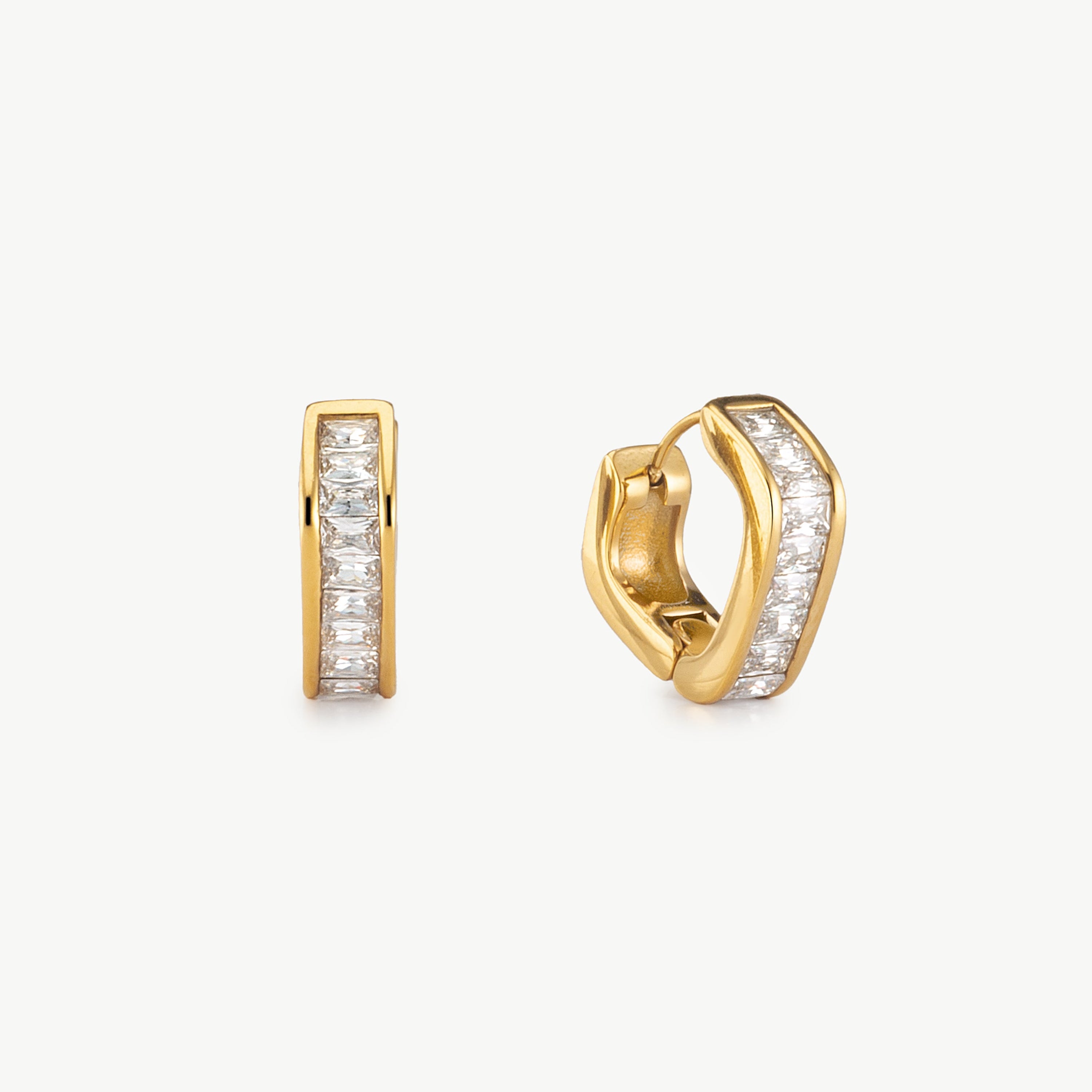 gold cubic zirconia earrings rectangular huggie earrings small rectangular huggie earrings cubic zirconia hoop earrings cz baguette hoop earrings small gold huggie hoop earrings