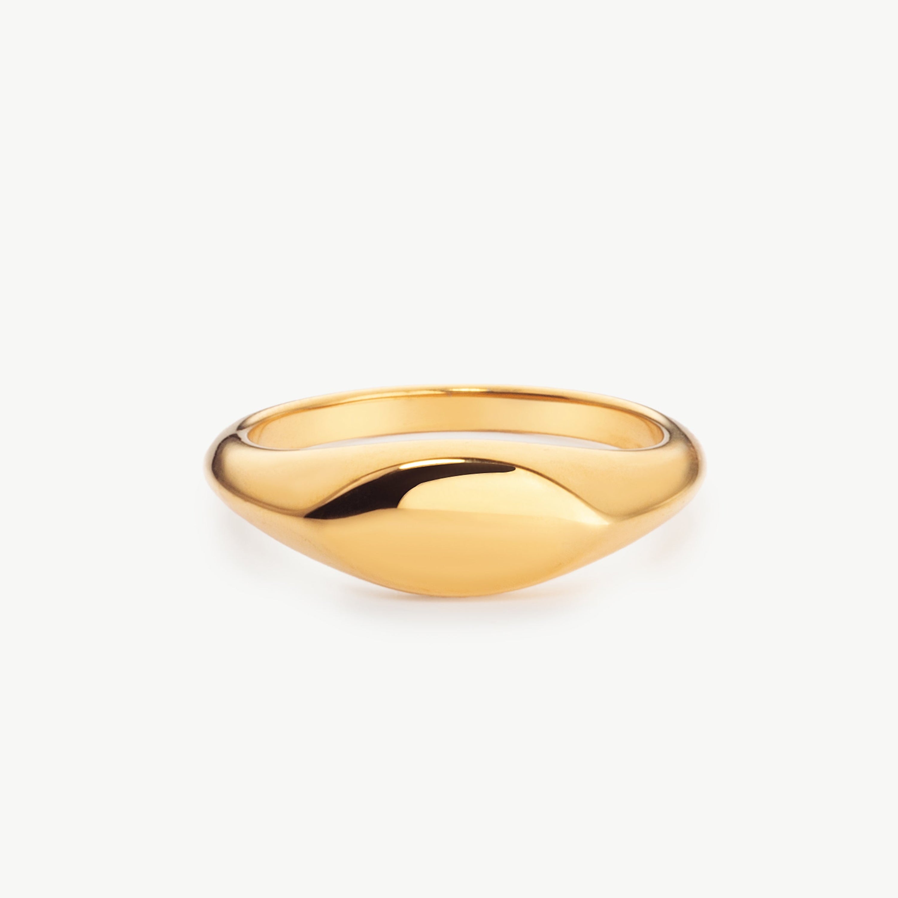 gold dome ring with smooth rounded surface, dome gold ring with polished finish and gold signet ring inspired minimalist styling