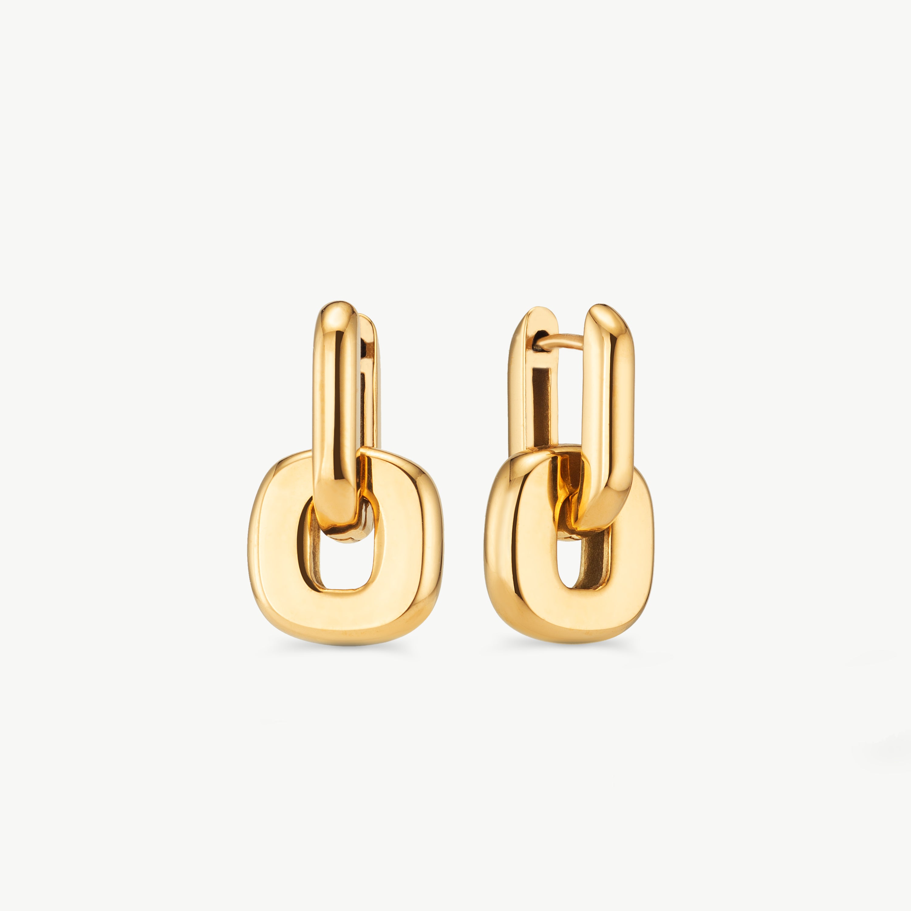 gold double hoop earrings chain link gold hoop earrings waterproof gold hoop earrings modern double link hoops