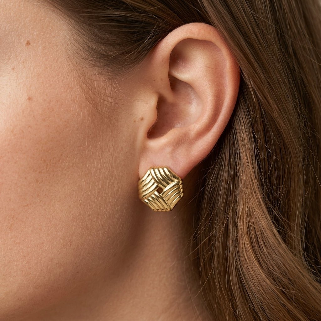 gold knot earrings for women with a bold vintage inspired design