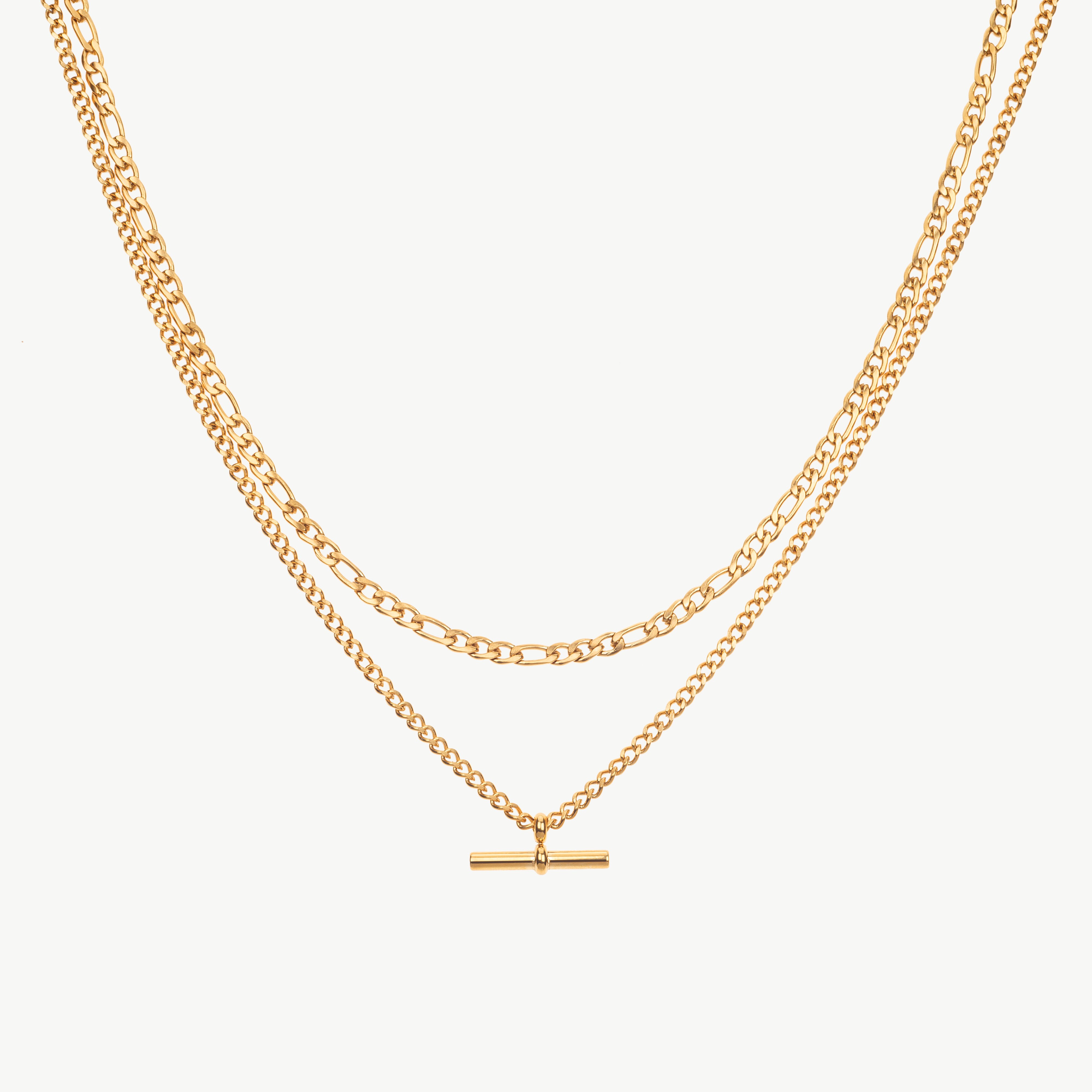 gold t bar necklace double chain necklace gold with sleek bar pendant creating modern layered gold necklaces look