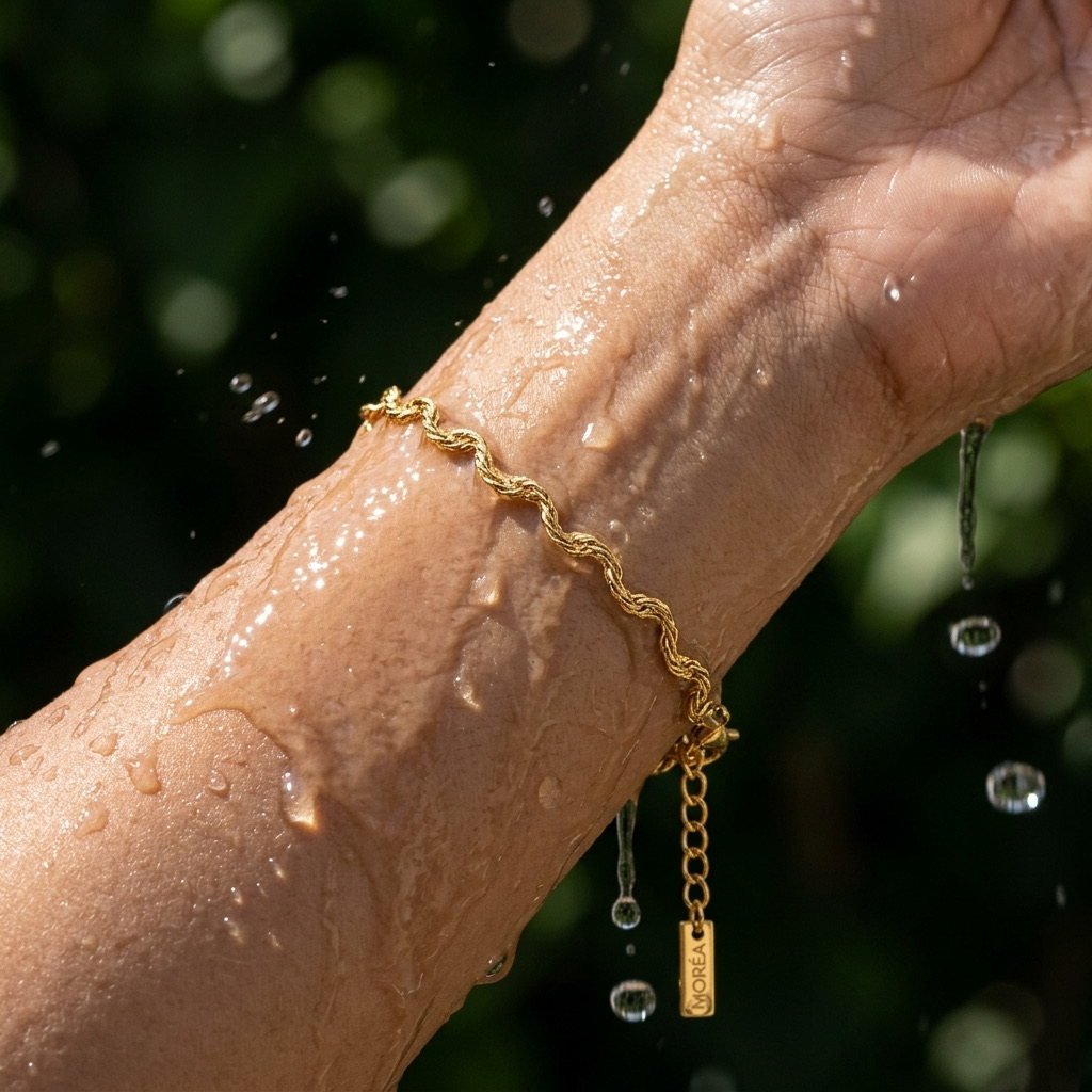 gold twisted chain bracelet for women featuring a timeless rope-style design