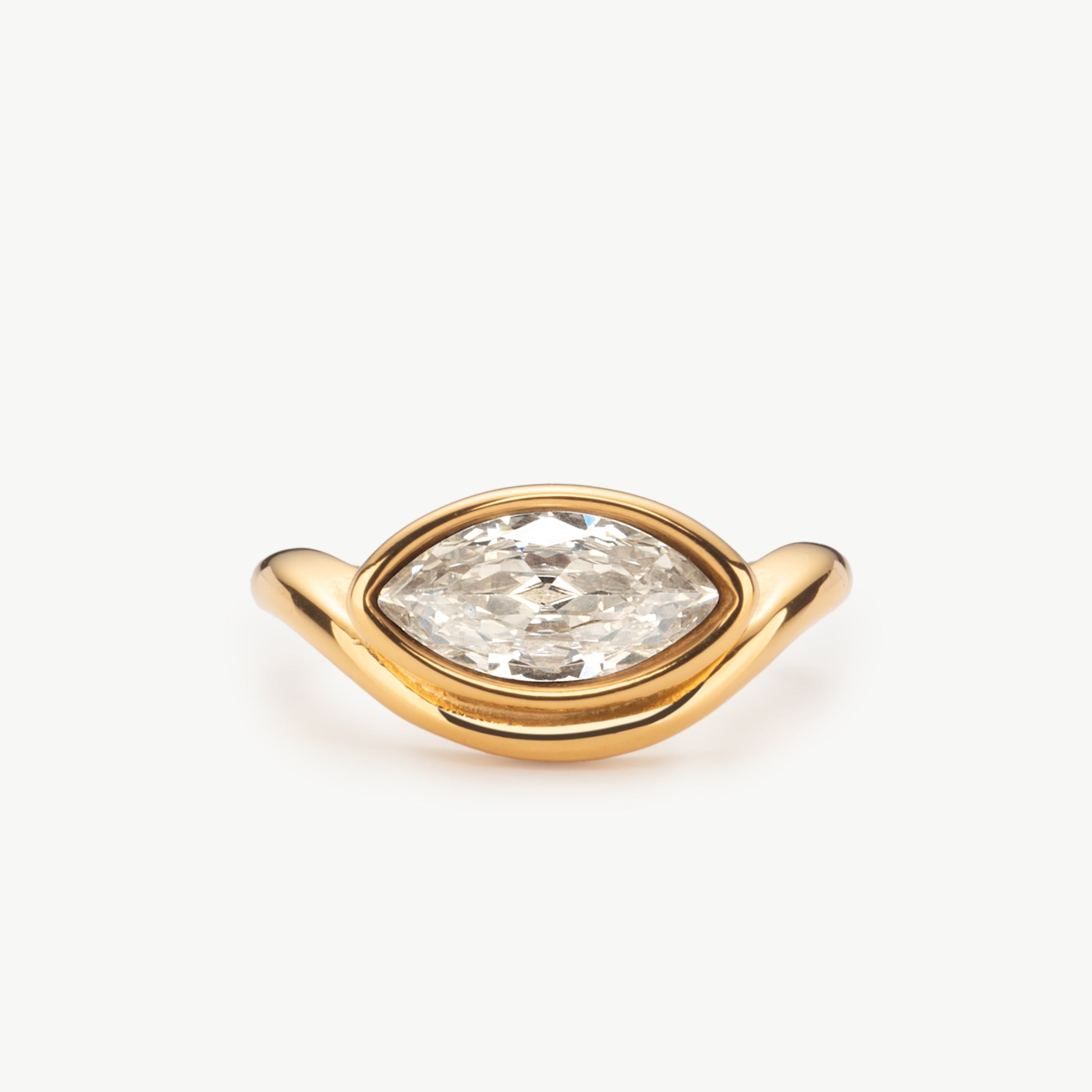 marquise cz ring cubic zirconia marquise ring gold geometric ring with elongated stone creating modern sculptural rings design