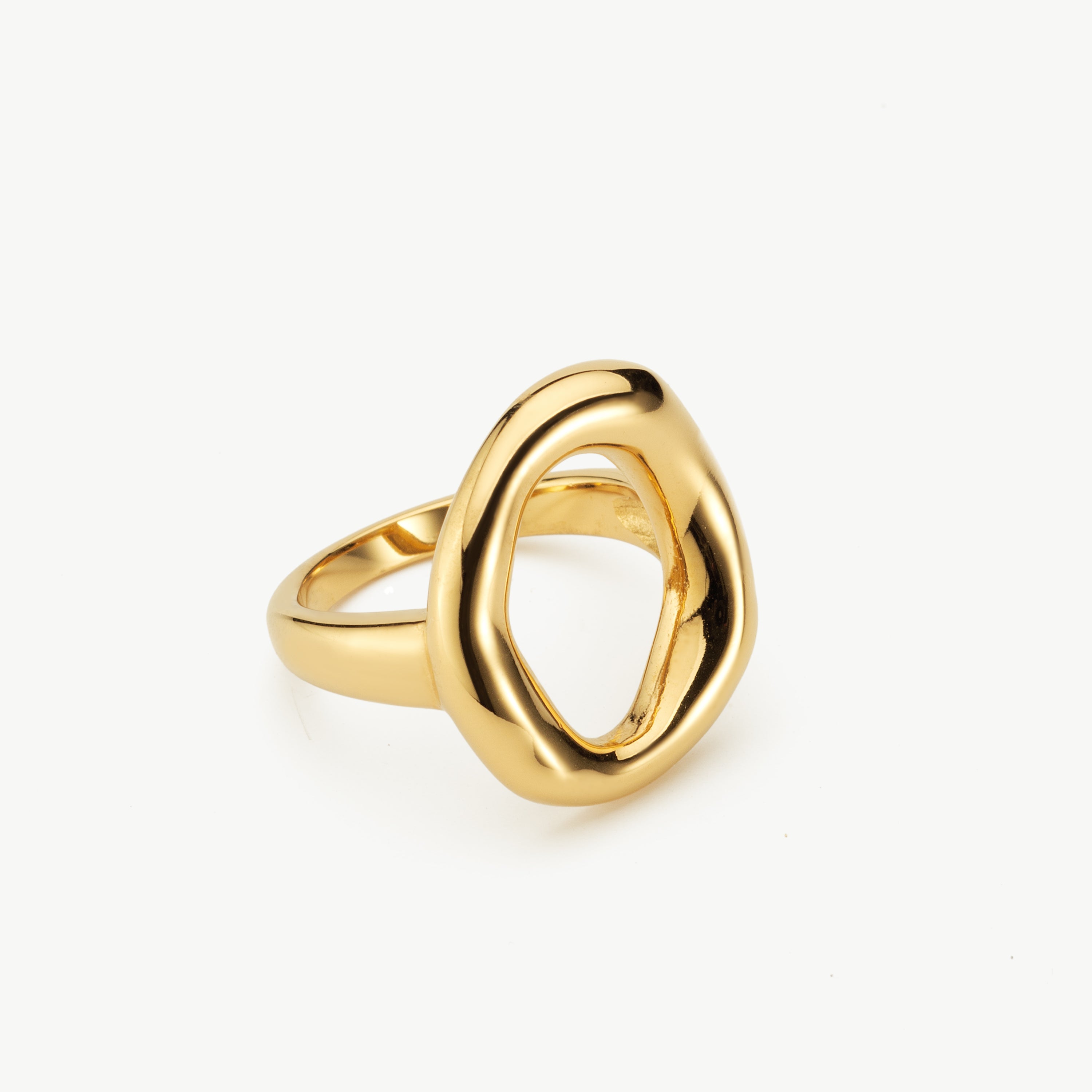 ora ring oval gold statement ring sculptural gold open ring waterproof gold ring for women open circle ring gold