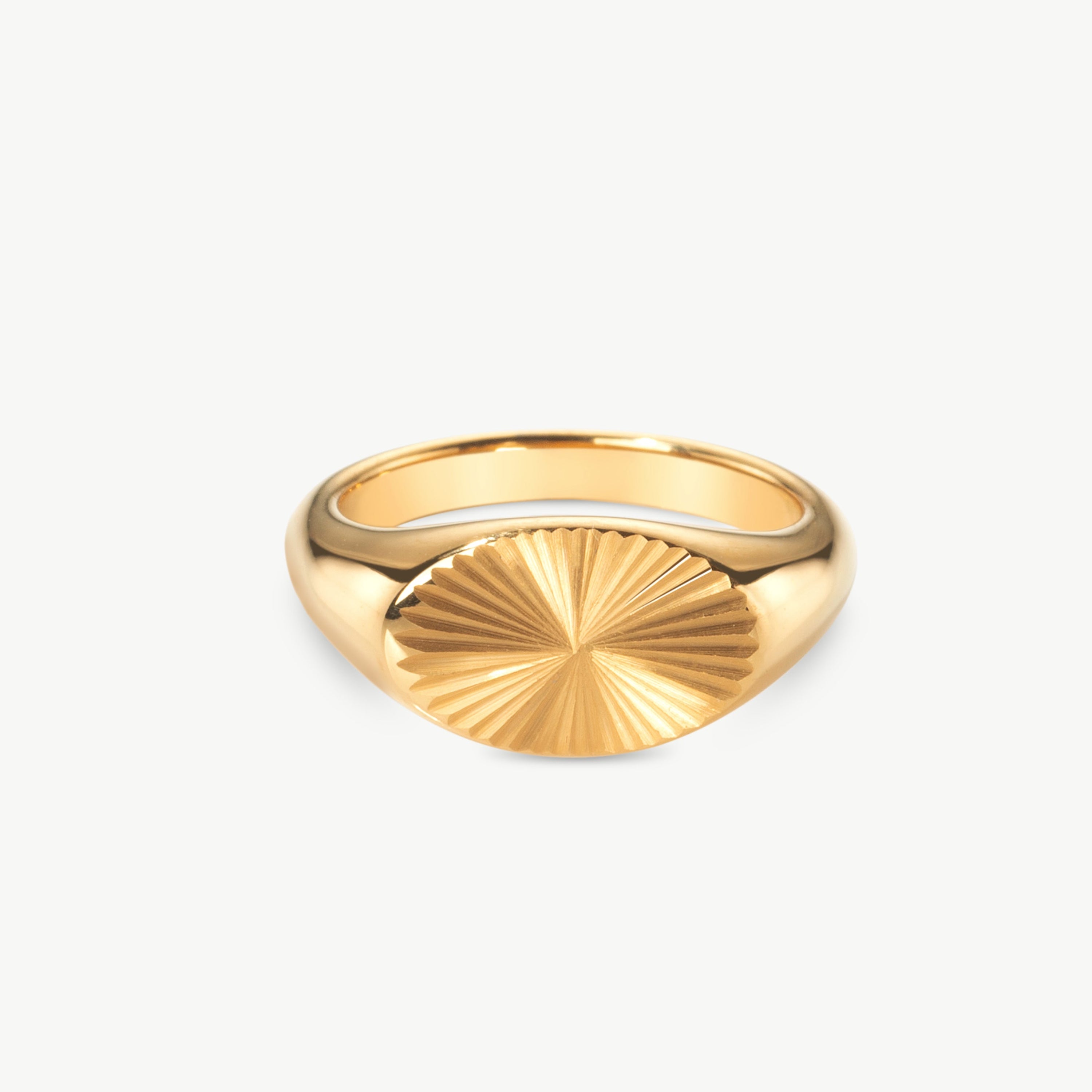 oval signet ring in gold with smooth polished face, gold oval signet ring with minimalist finish and everyday styling appeal for ladies oval signet ring