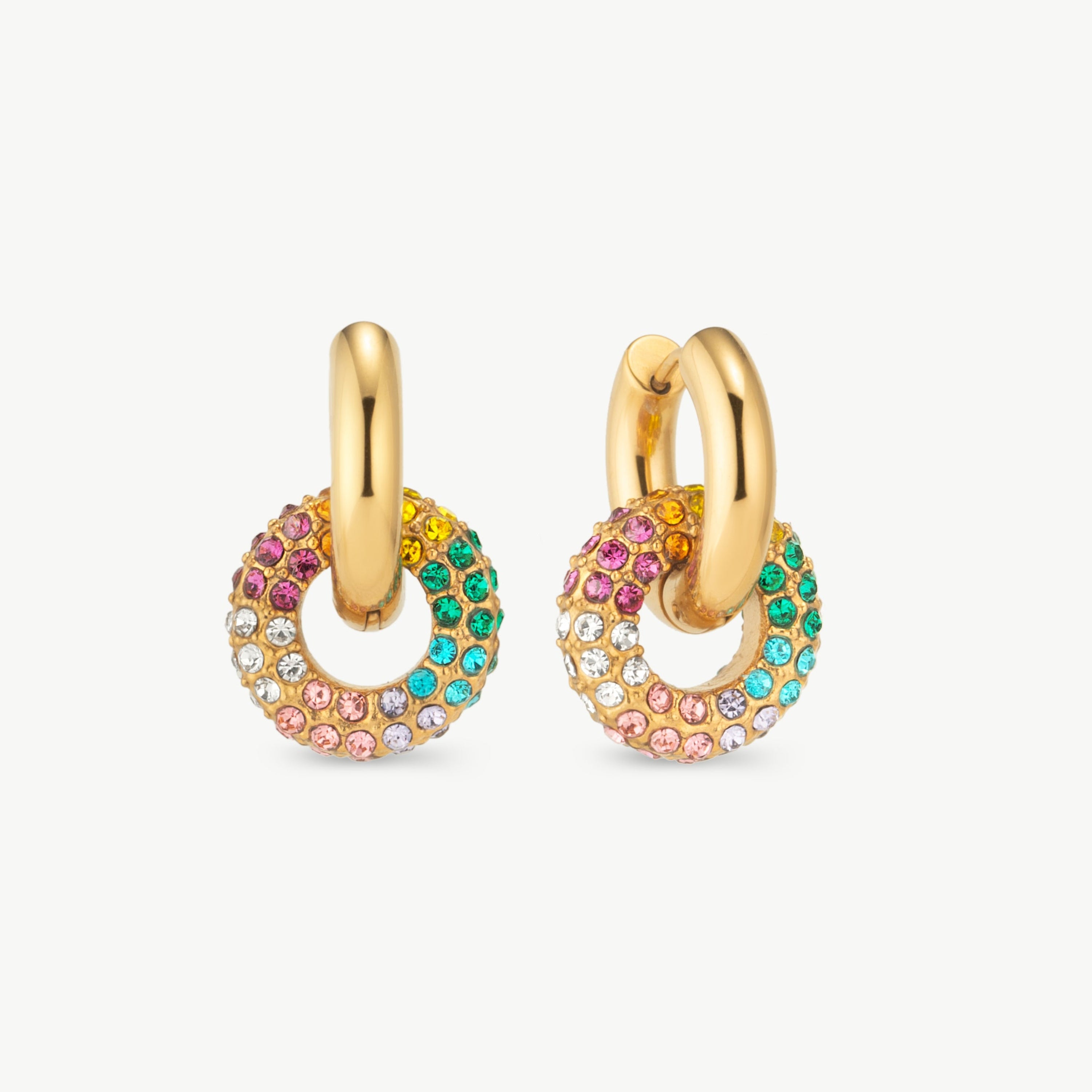 rainbow hoop earrings gold rainbow drop earrings multicolor crystal earrings cubic zirconia hoop earrings colorful gold hoop earrings multicolor gemstone earrings