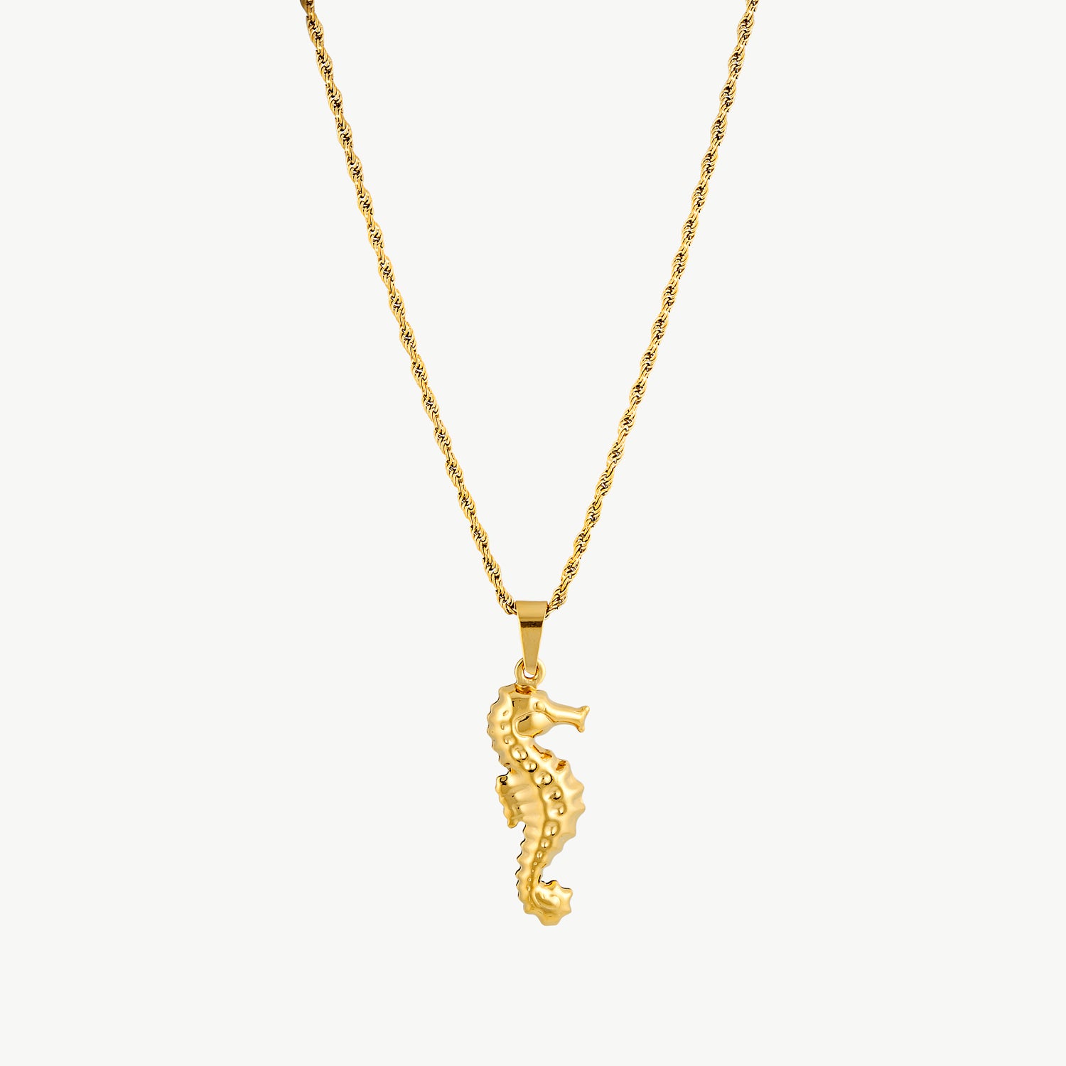seahorse necklace with a detailed gold seahorse pendant