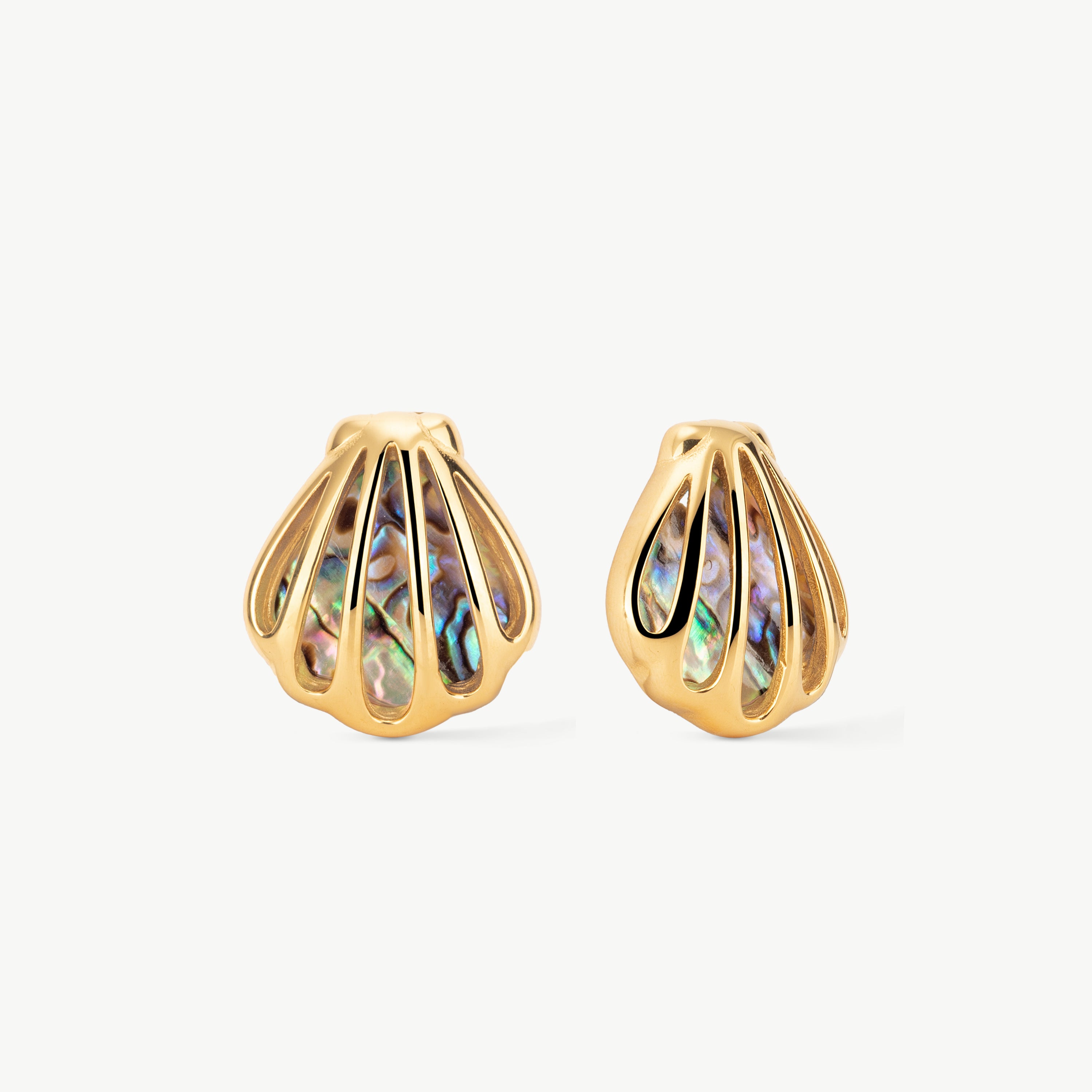 shell stud earrings gold shell earrings abalone shell earrings ocean inspired beach earrings luminous shell studs