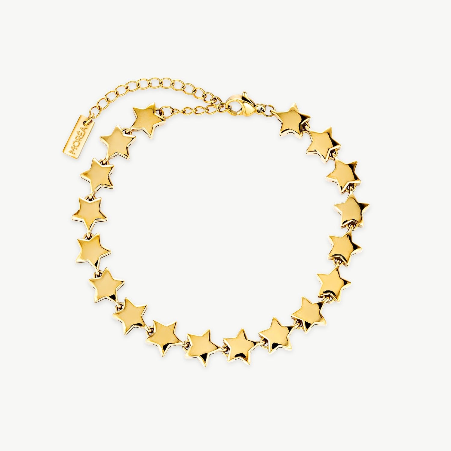 star bracelet polished gold bracelet with linked star charms inspired by celestial charm bracelet and jewelry gifts for her