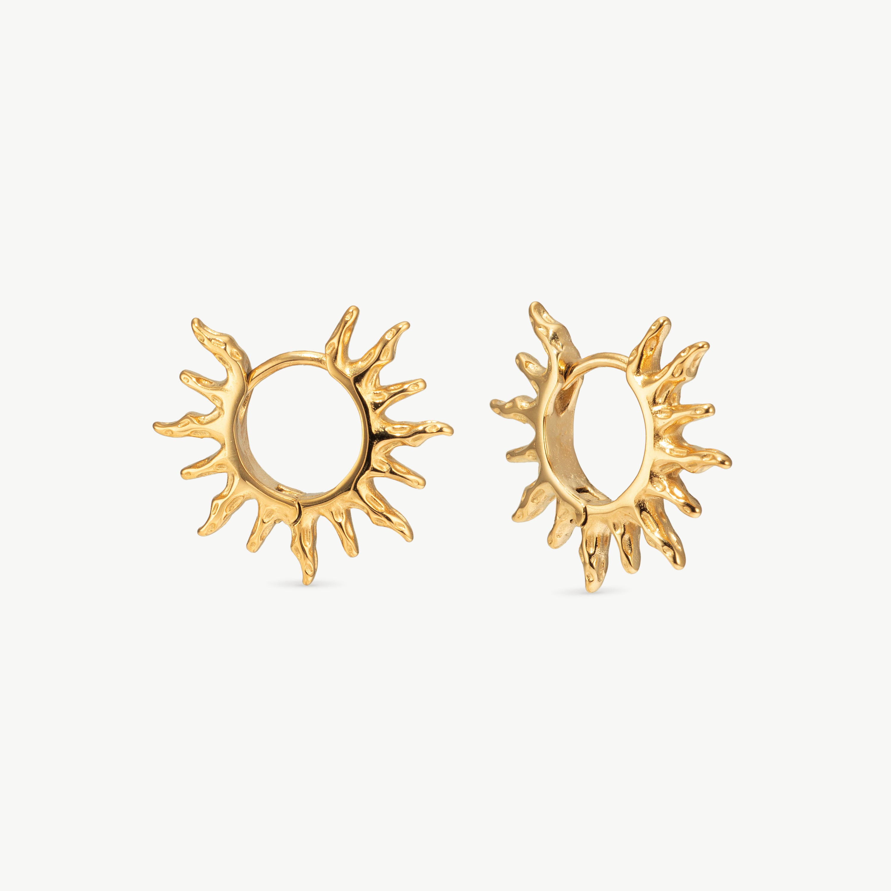 sun earrings gold sunburst earrings sun hoop earrings sculpted sun ray hoop earrings radiant statement sun earrings