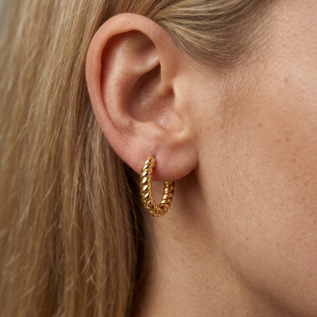 twisted rope hoop earrings classic gold rope hoop earrings featuring an intricate twisted texture and rounded silhouette, inspired by timeless vintage jewelry styles with a polished finish that adds effortless warmth and everyday sophistication