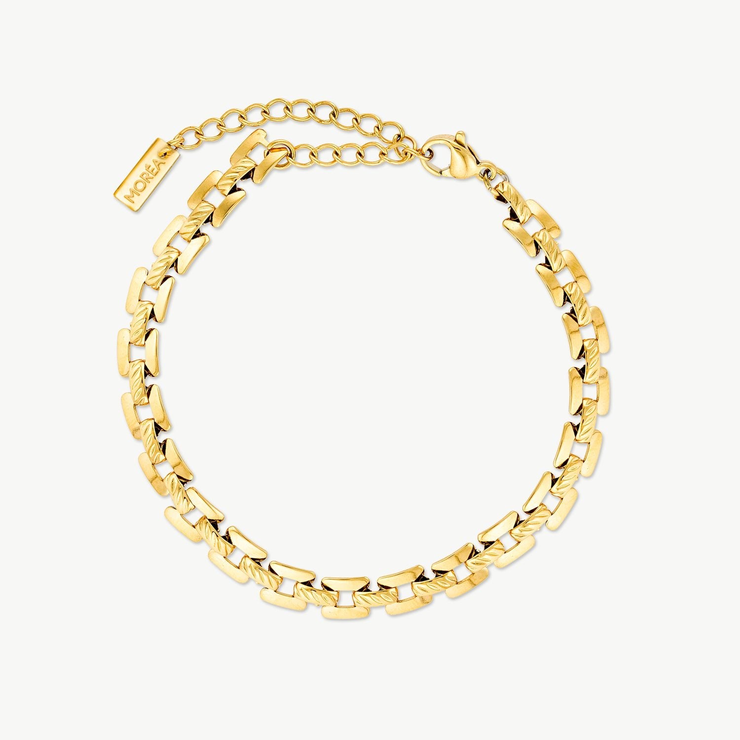 watch chain bracelet with bold polished gold watch-style links