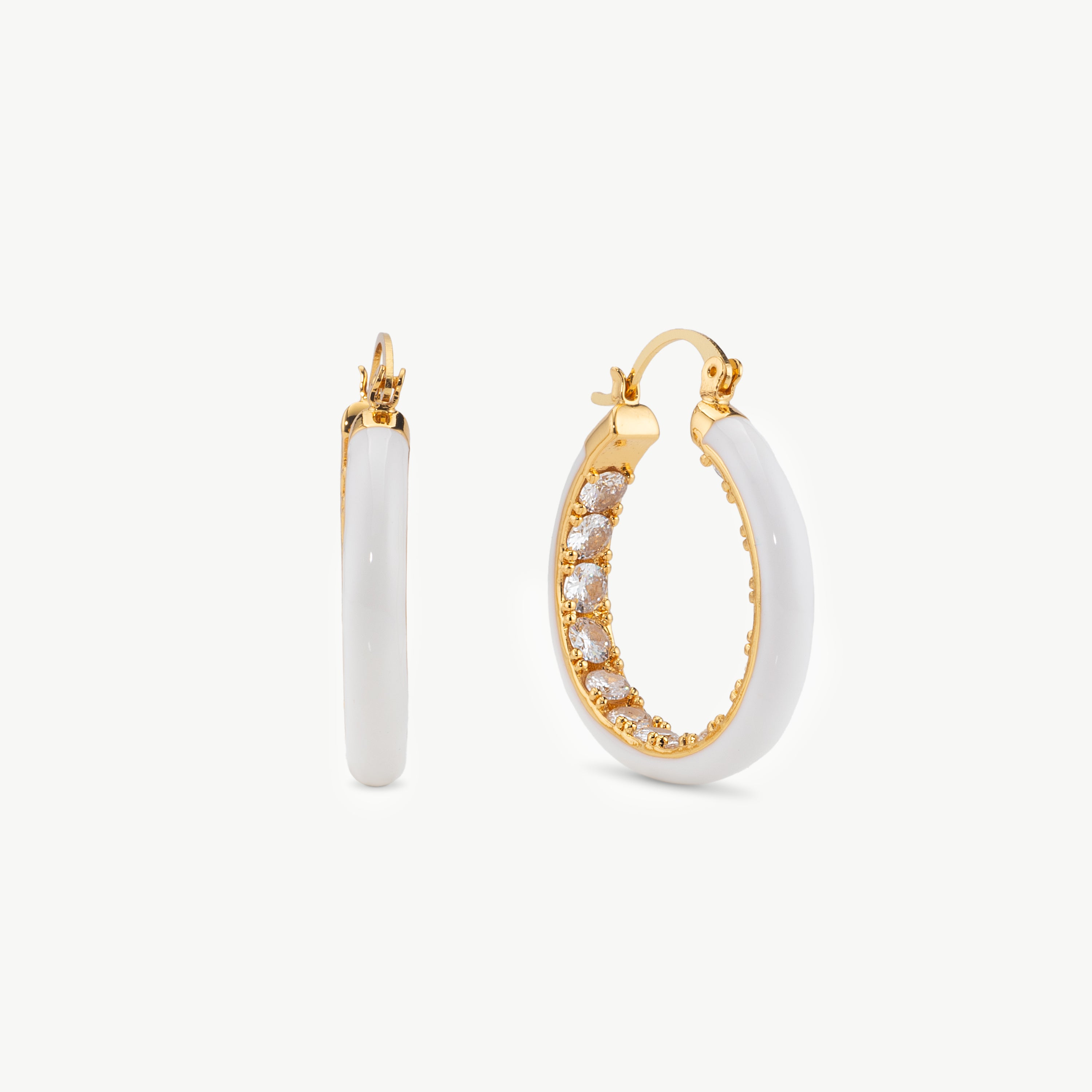 white hoop earrings white and gold hoop earrings with crystal hoop earrings and cz hoop earrings detail