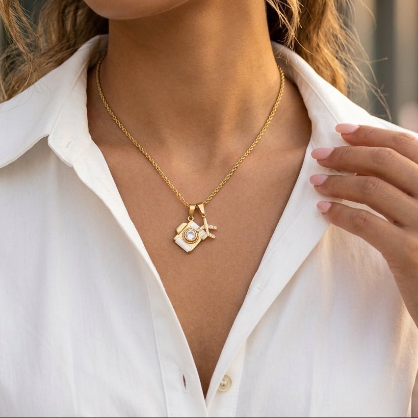 airplane charm necklace with a delicate gold chain