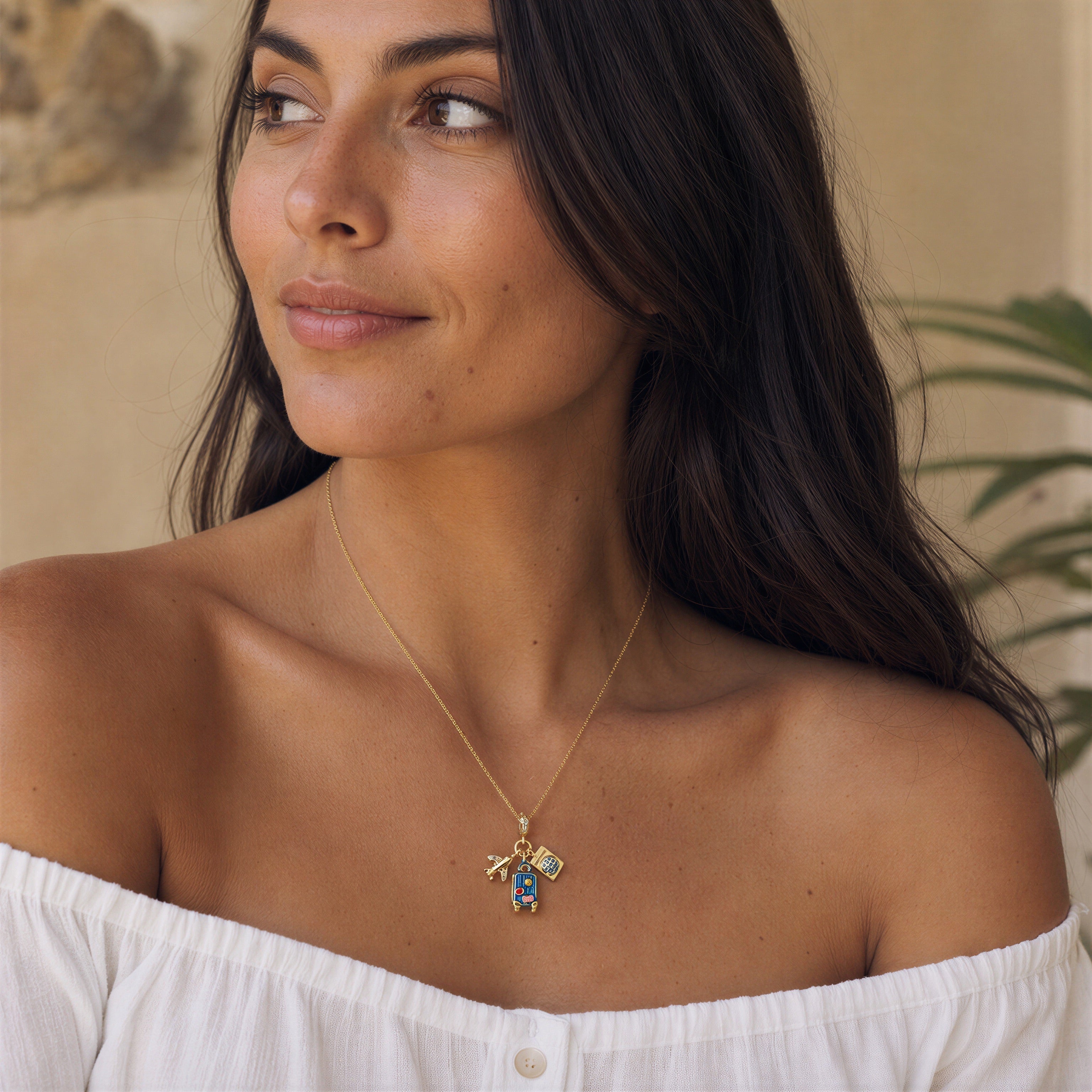 airplane necklace with passport charm jewelry gift for travelers