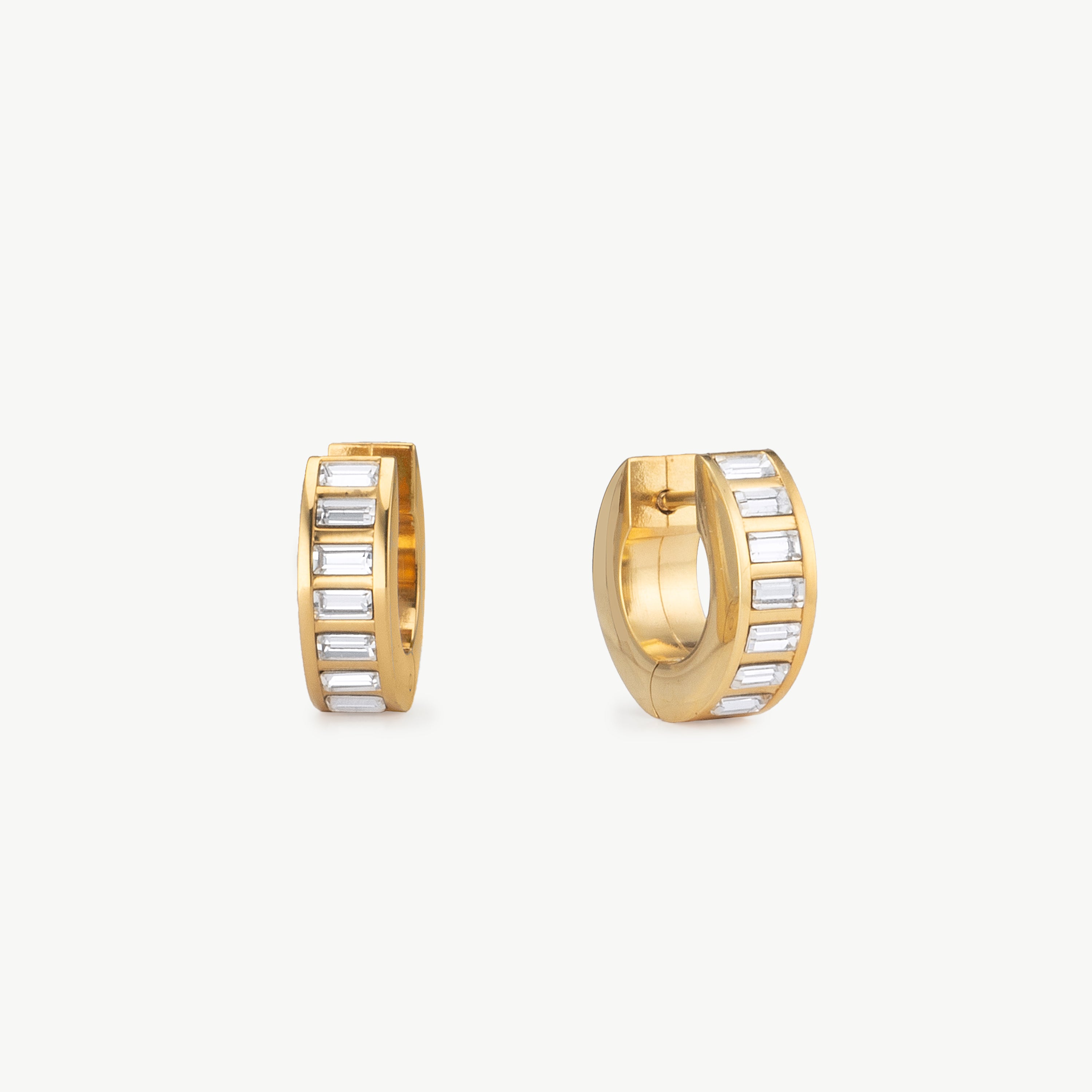 baguette hoop earrings cubic zirconia huggie earrings cz baguette hoop earrings gold cz huggie earrings crystal huggie earrings gold crystal hoop earrings sparkling hoop earrings