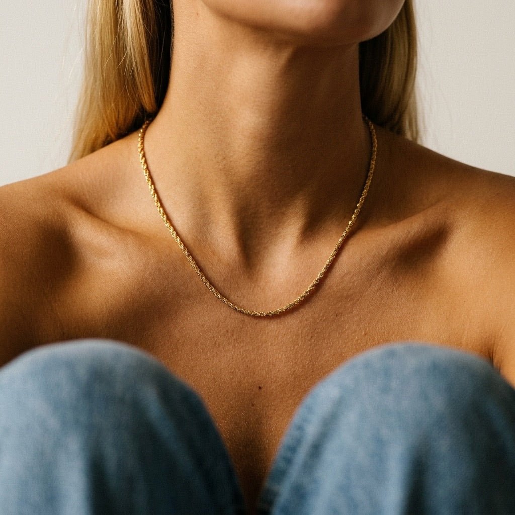 box chain necklace gold with a minimalist necklace design