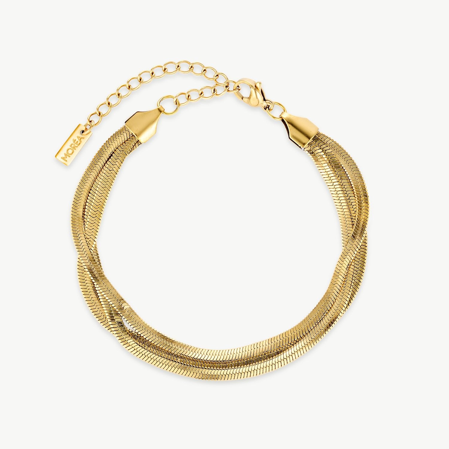 braided herringbone bracelet with snake chain bracelet