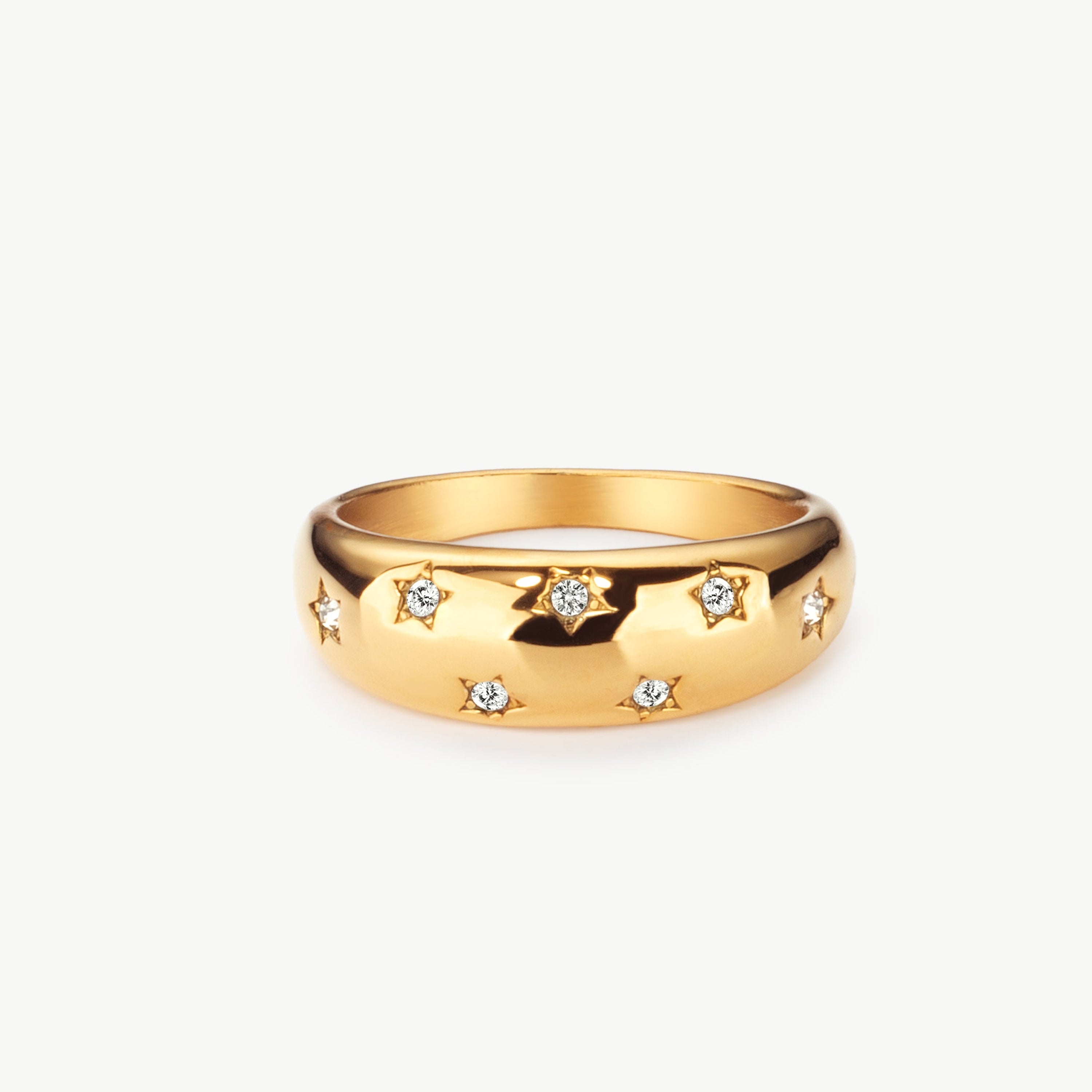 celestial ring in gold with star details, gold celestial ring with polished finish and star band ring celestial design inspired 