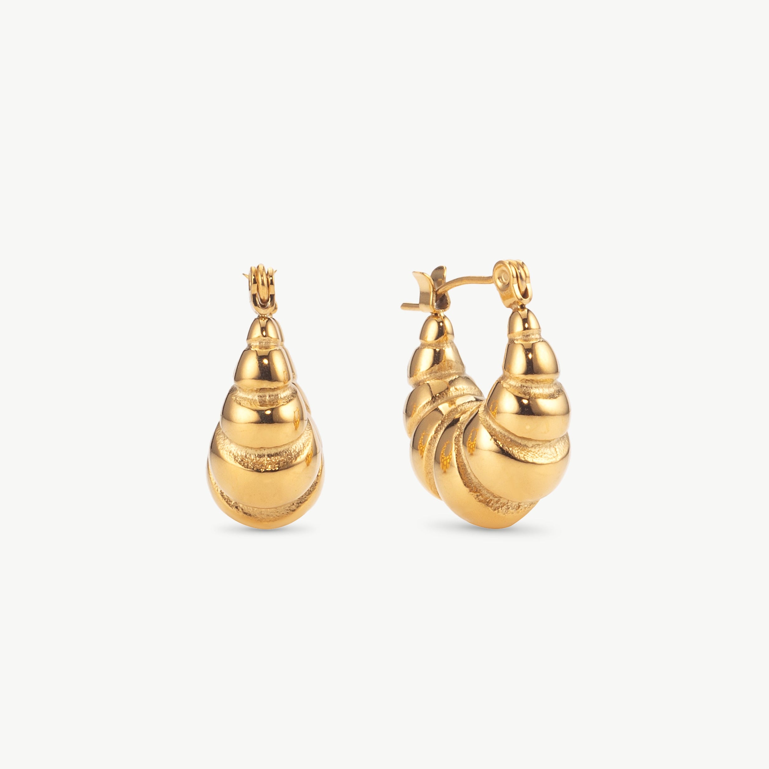 croissant hoop earrings with chunky ridged gold design and sculptural rounded shape for elegant everyday styling