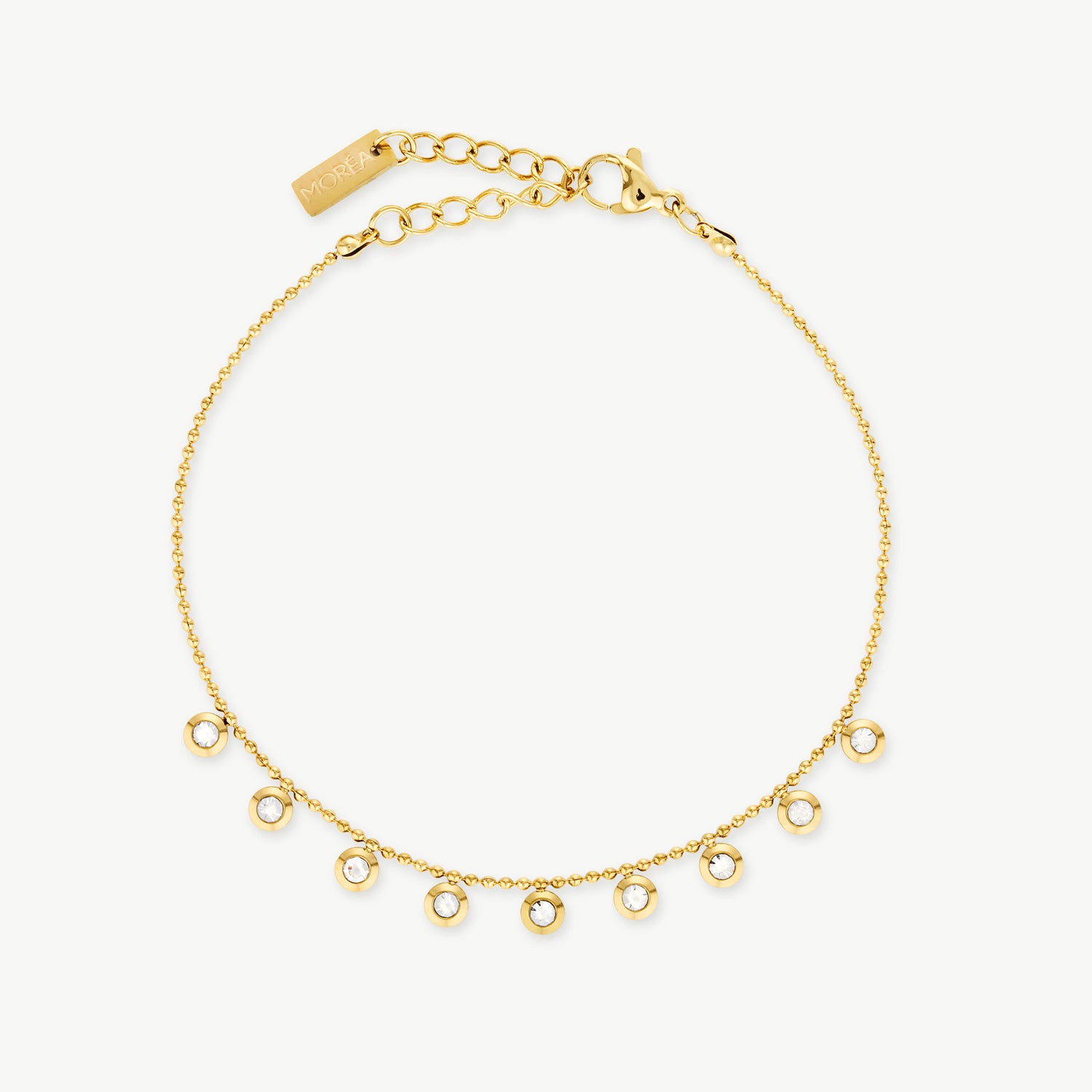 crystal bracelet with dangling premium cubic zirconia on a delicate gold chain
