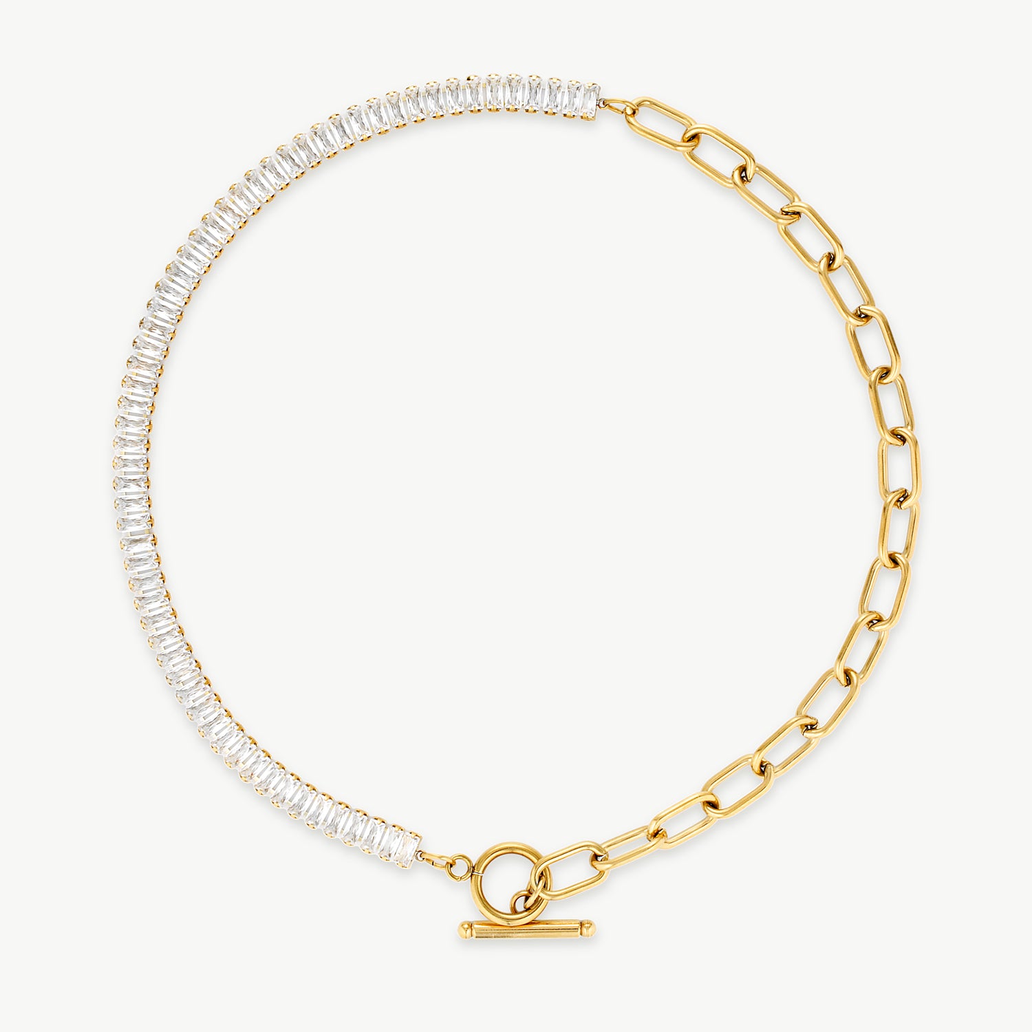 cubic zirconia choker necklace with premium cubic zirconia and gold chain links