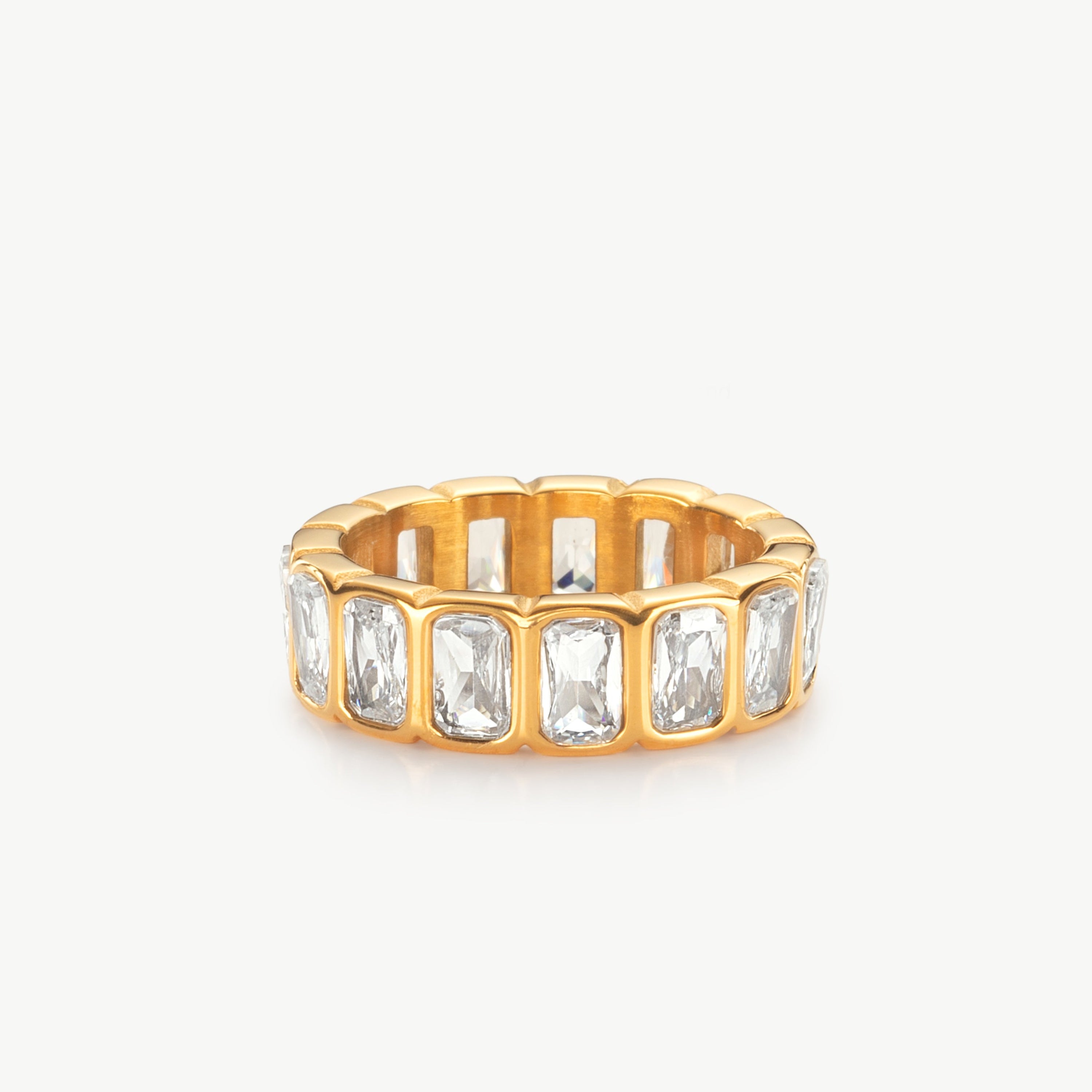 cz eternity ring cubic zirconia band rings gold and crystal ring with continuous stones creating a sleek modern crystal eternity band look