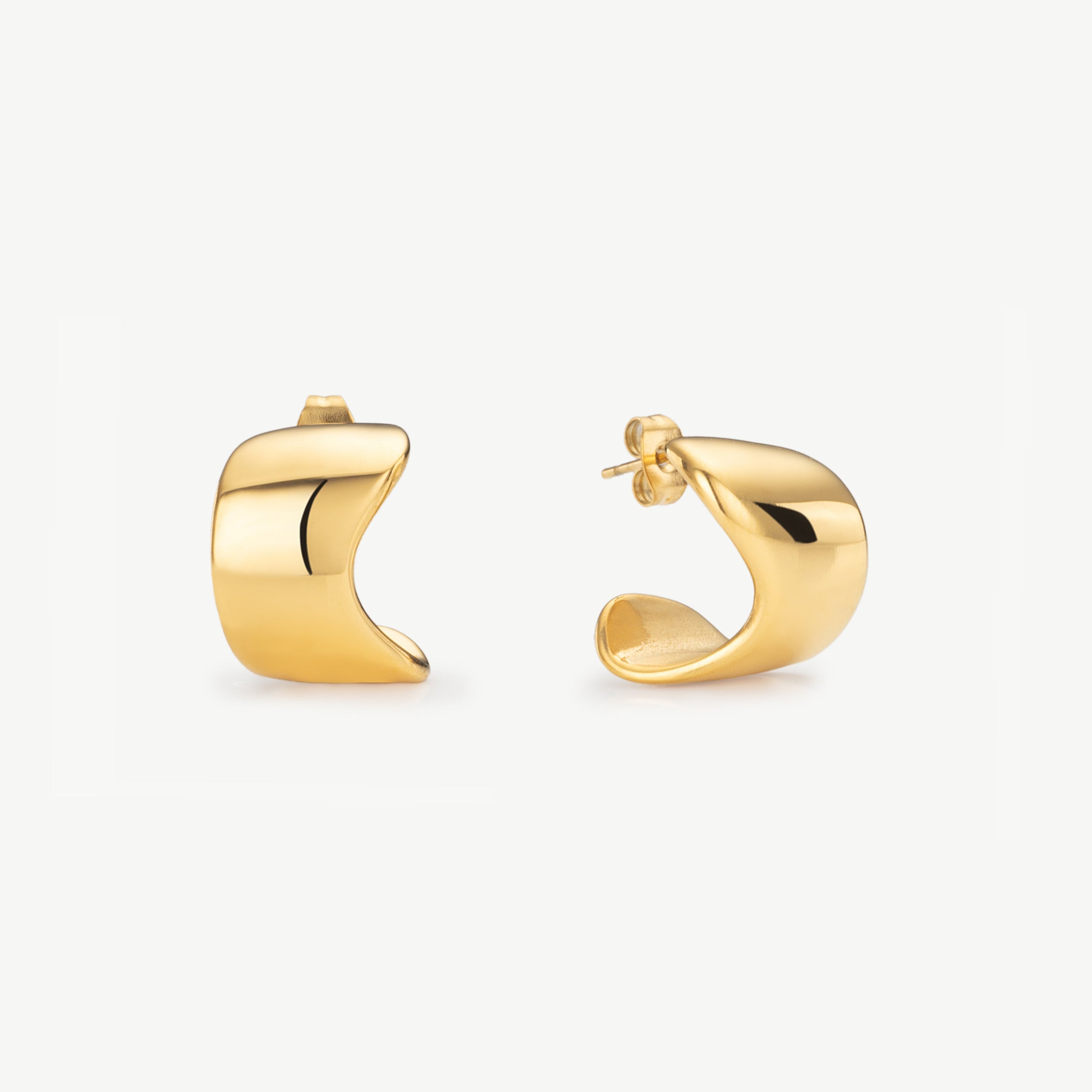 dome huggie earrings gold dome half hoop earrings waterproof gold huggie earrings sculptural gold hoops