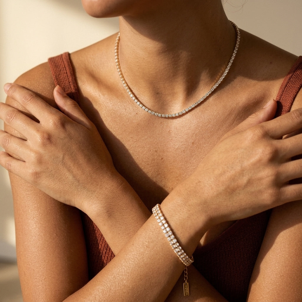 double strand crystal bracelet for women featuring two delicate rows of shimmering clear stones with polished gold detailing for elegant statement jewelry 