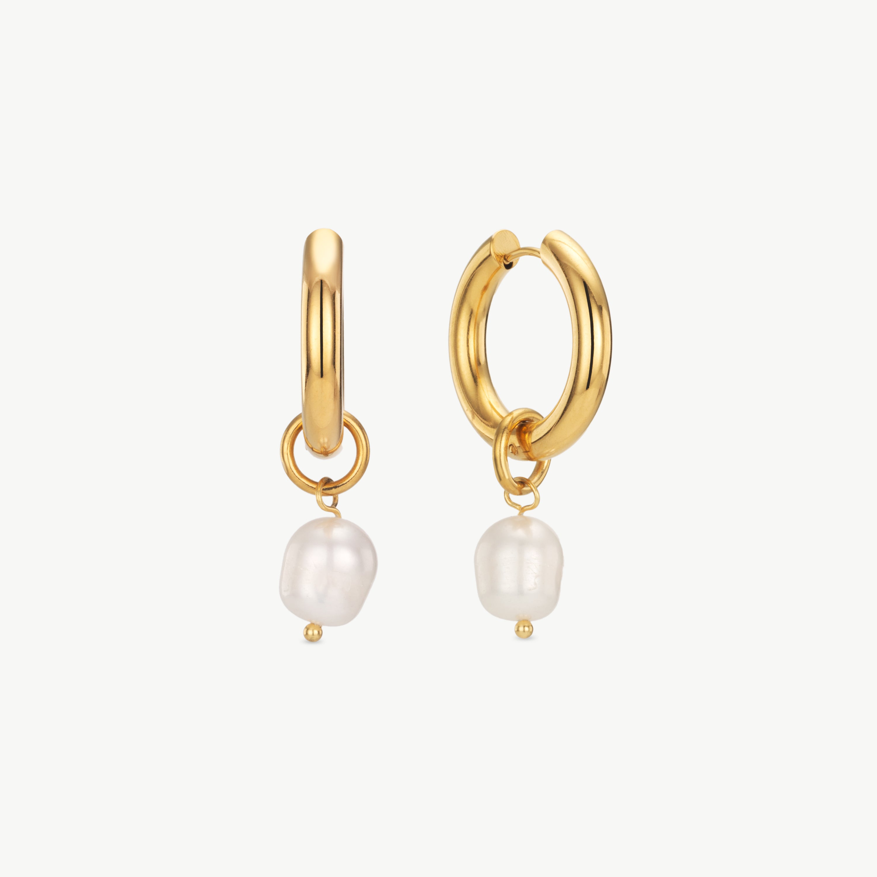 freshwater pearl hoop earrings gold pearl drop earrings with real pearl charm, elegant gold and pearl earrings with delicate freshwater pearl dangle design