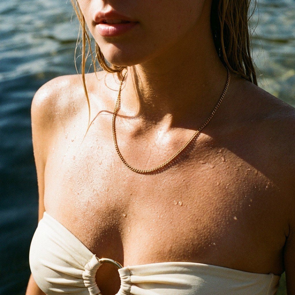 gold cable chain necklace for women featuring a classic polished everyday design
