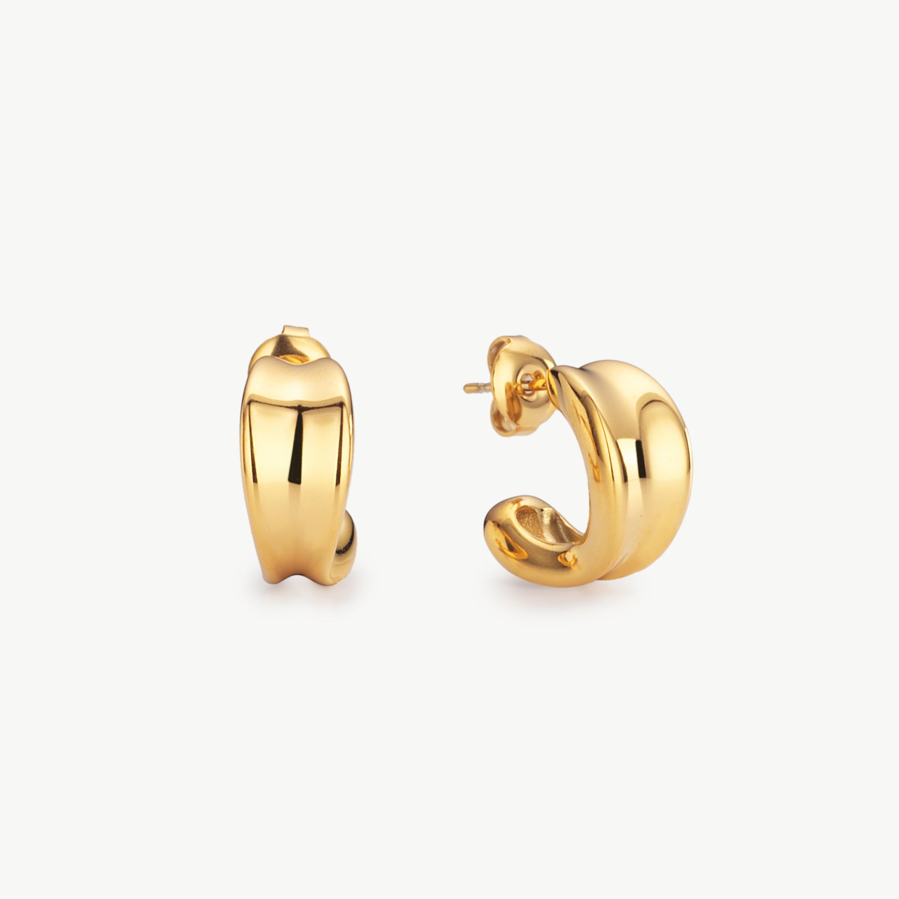 gold dome earrings chunky gold half hoop earrings textured 18k gold plated earrings modern gold hoop earrings