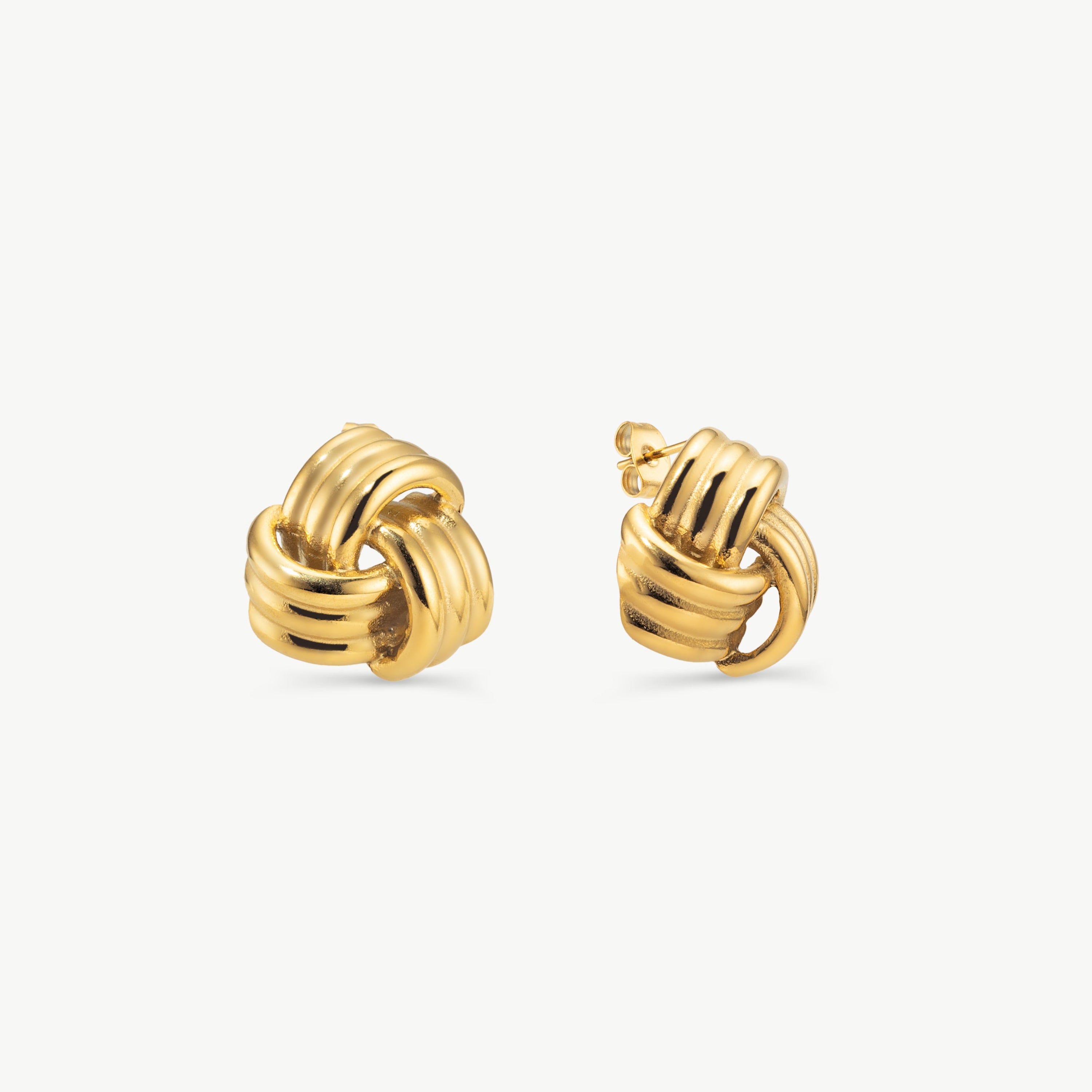 gold knot earrings chunky gold love knot stud earrings waterproof gold knot studs sculptural gold knot earrings