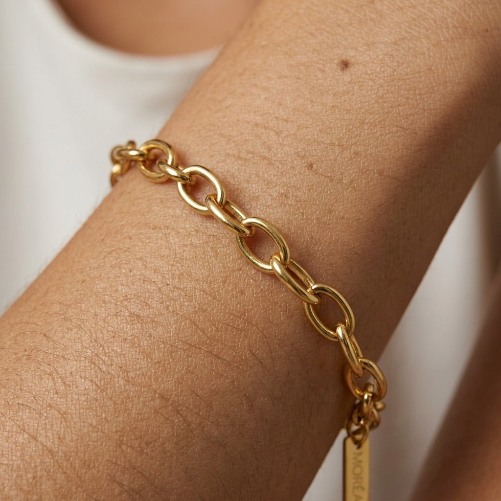 gold oval link bracelet with bold oversized links 