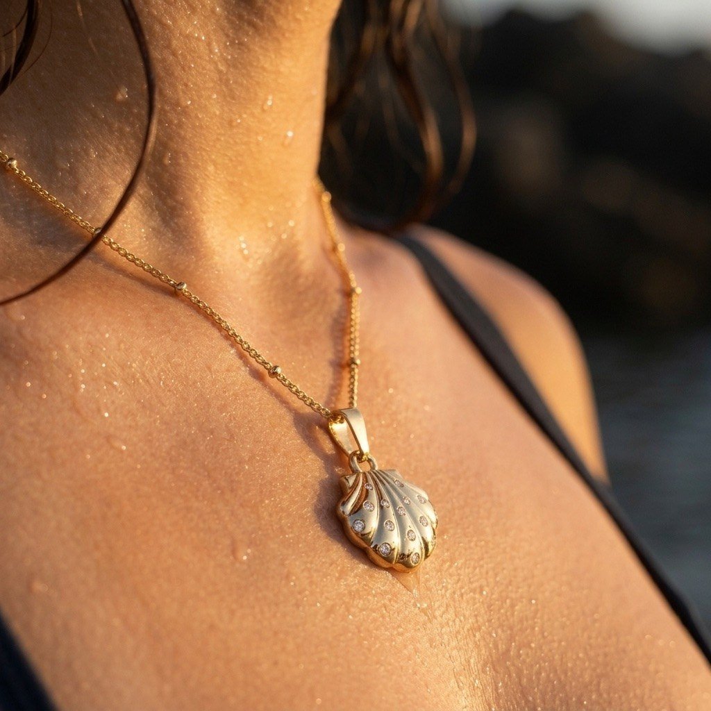 gold seashell pendant necklace featuring a delicate shell charm for a coastal jewelry look