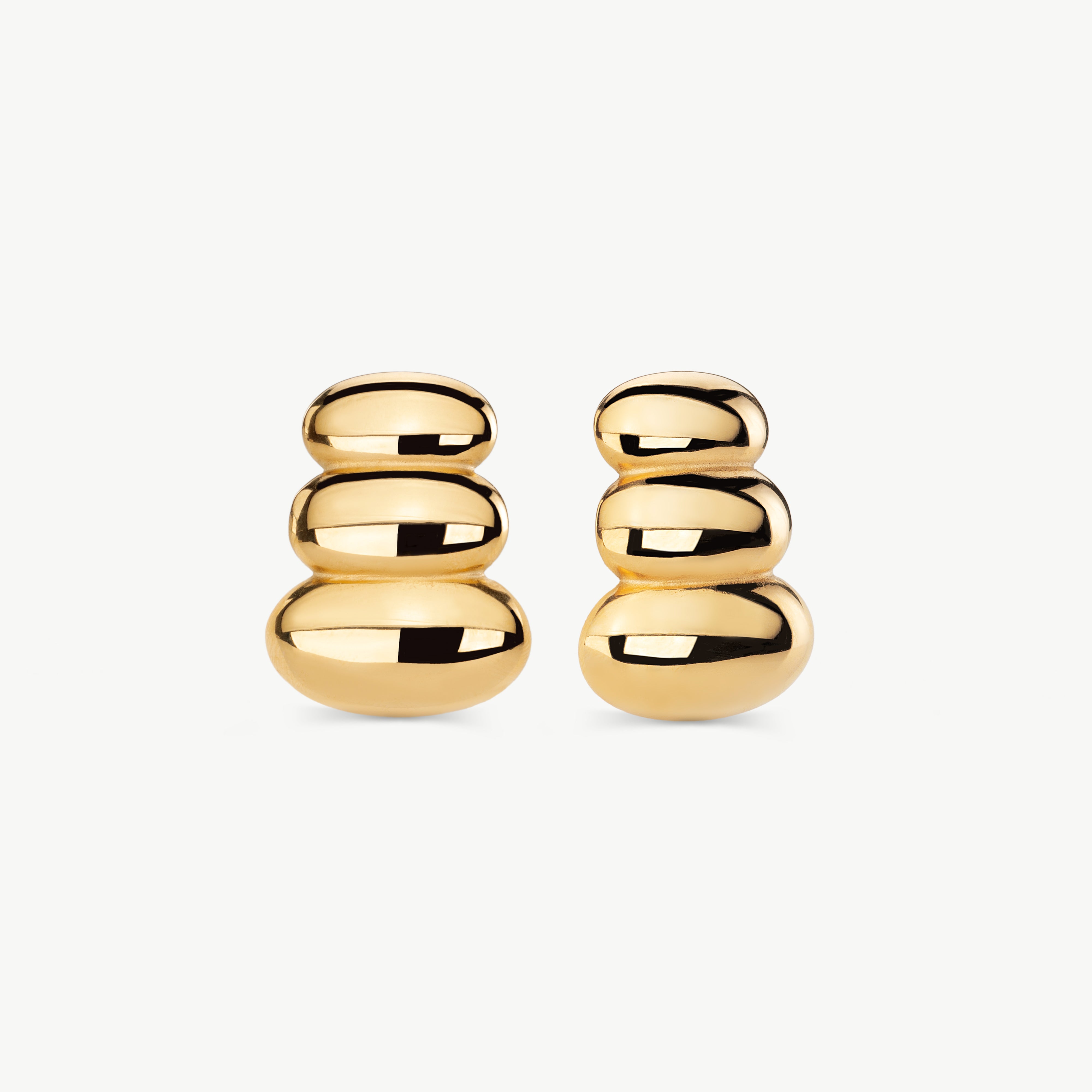 gold statement earrings in bold triple stacked dome design chunky gold stud earrings sculptural dome earrings large gold stud earrings modern gold earrings bold gold earrings chunky dome earrings fashion statement earrings