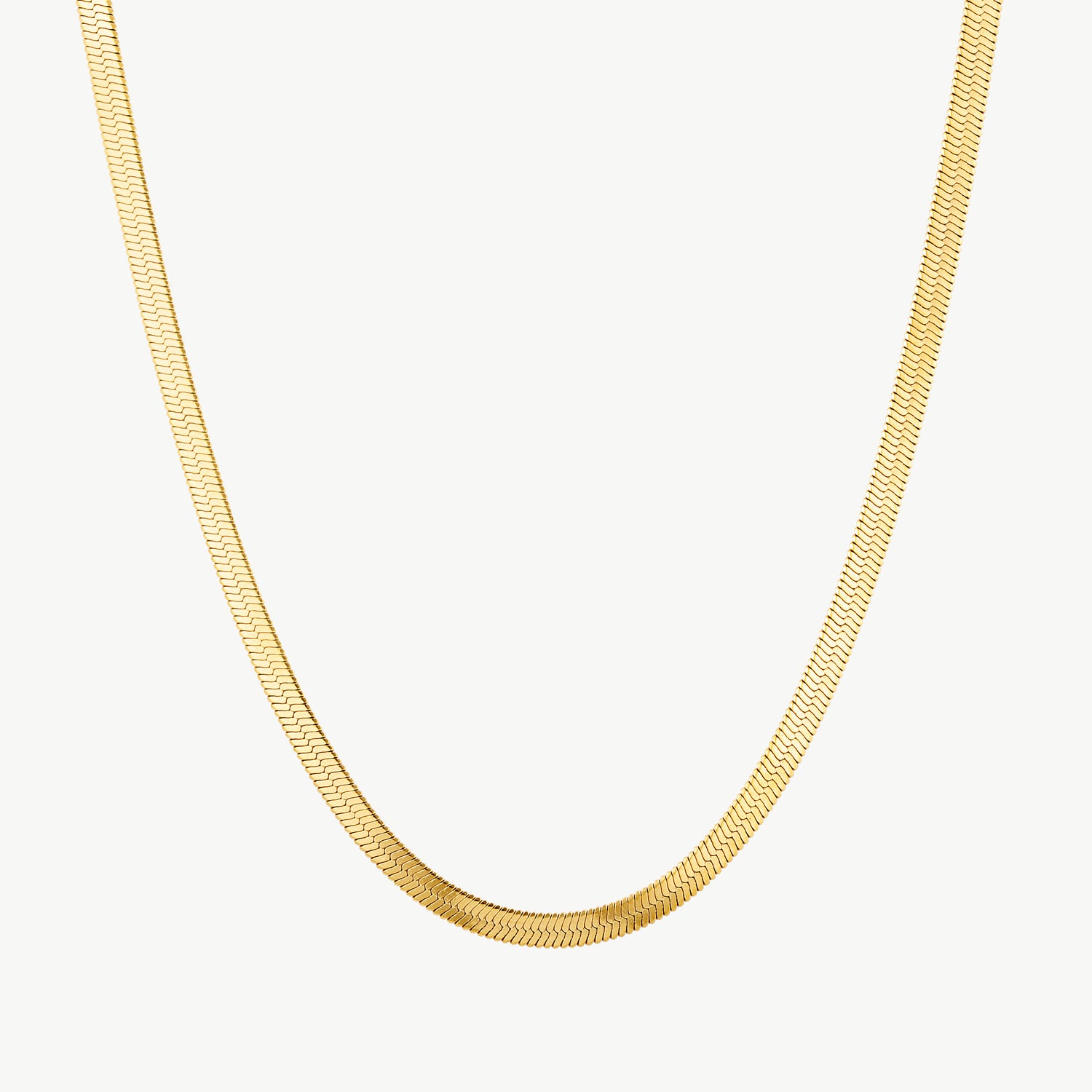 herringbone chain necklace with a sleek polished flat gold chain