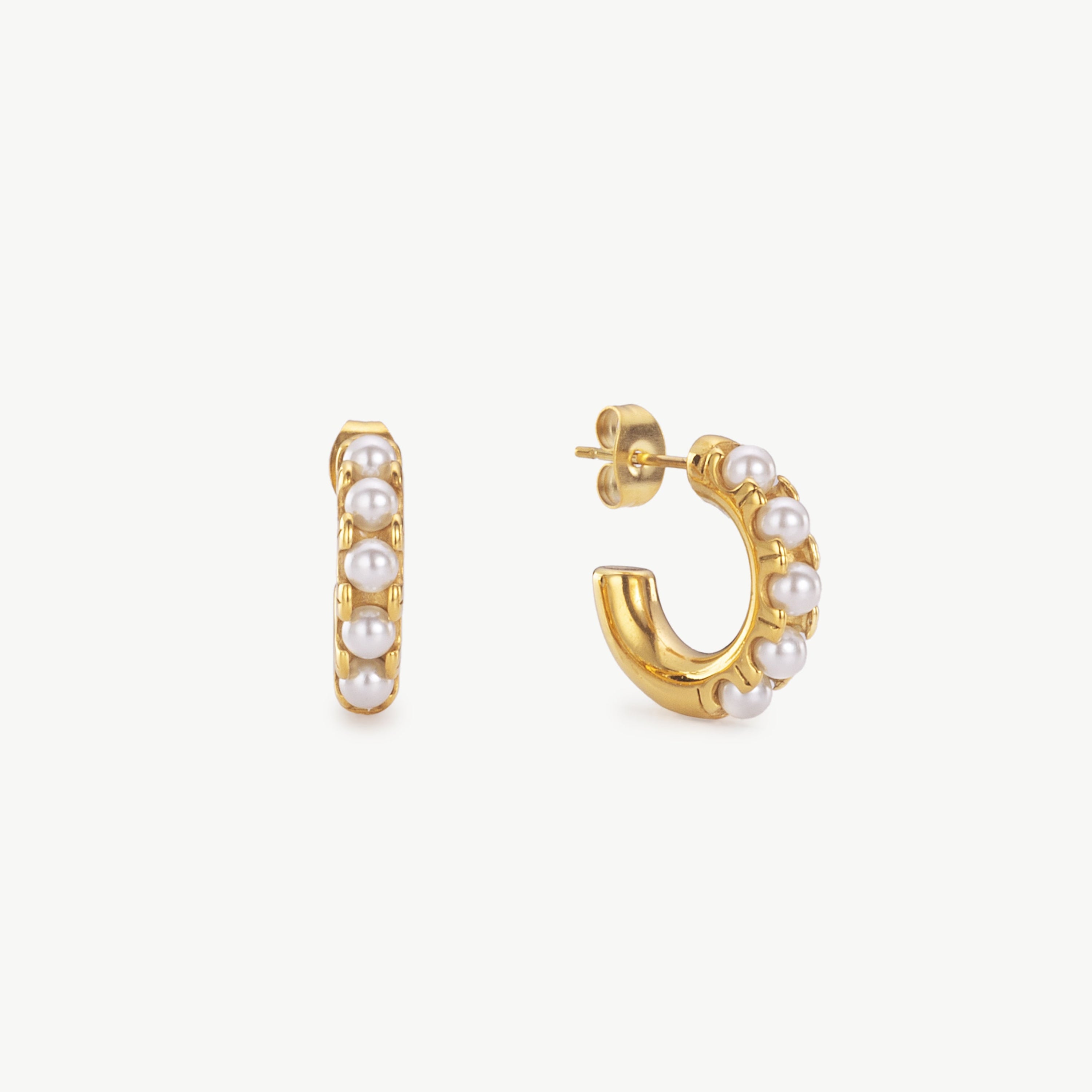 mini pearl huggie earrings gold pearl huggie hoops waterproof pearl huggies mini pearl earrings classic pearl hoops