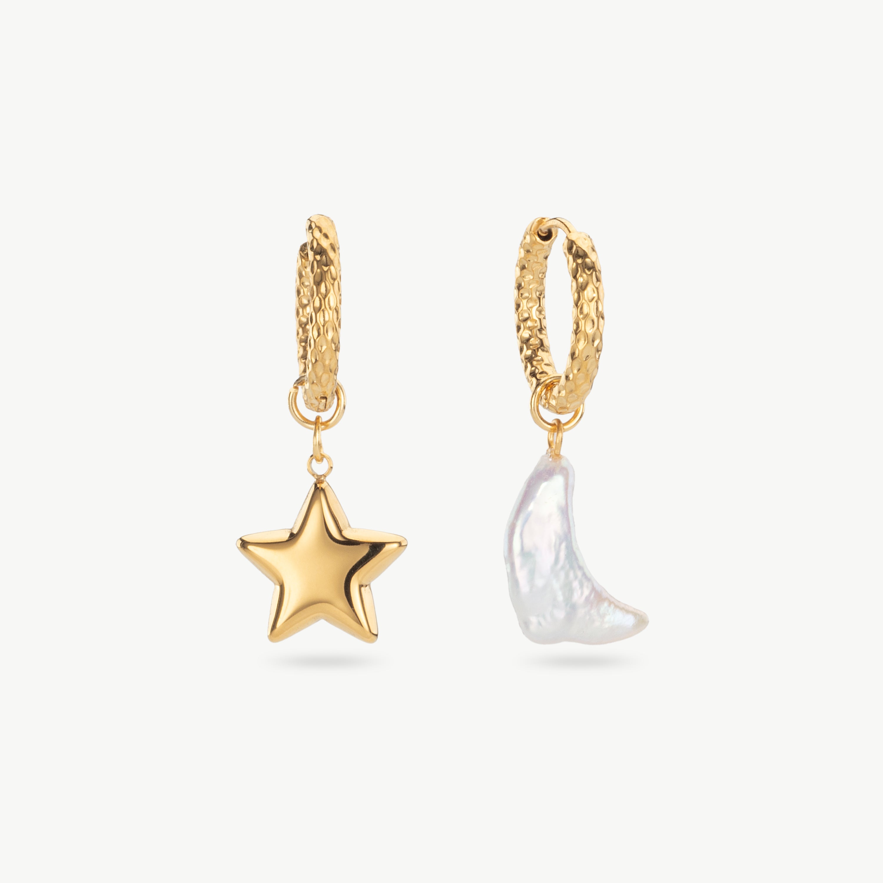 moon and star earrings pearl moon star drop earrings gold celestial huggie earrings freshwater pearl moon charm earrings moon and star dangle earrings