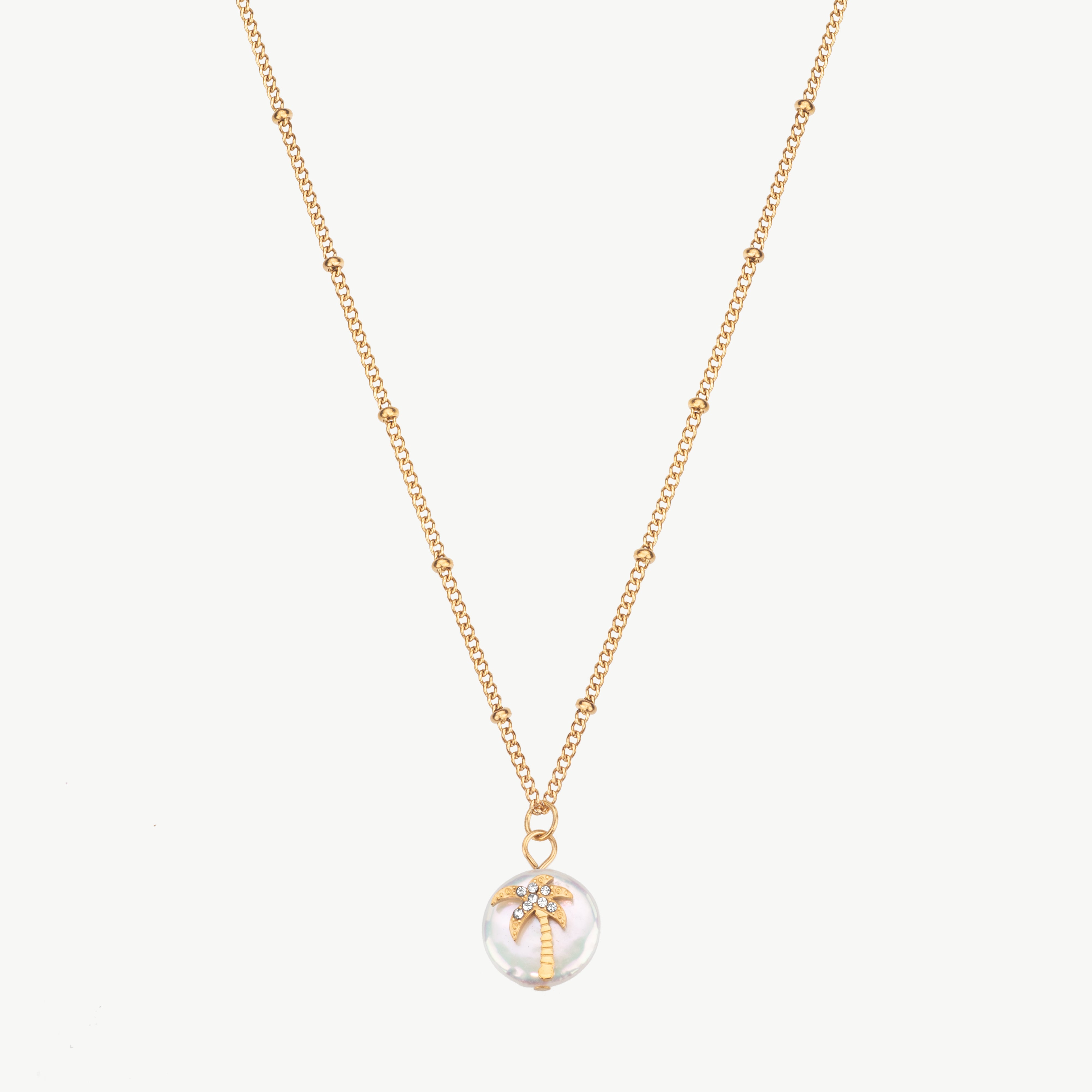 palm tree necklace in gold with delicate pendant, summer necklace with tropical charm and lightweight chain for warm weather styling