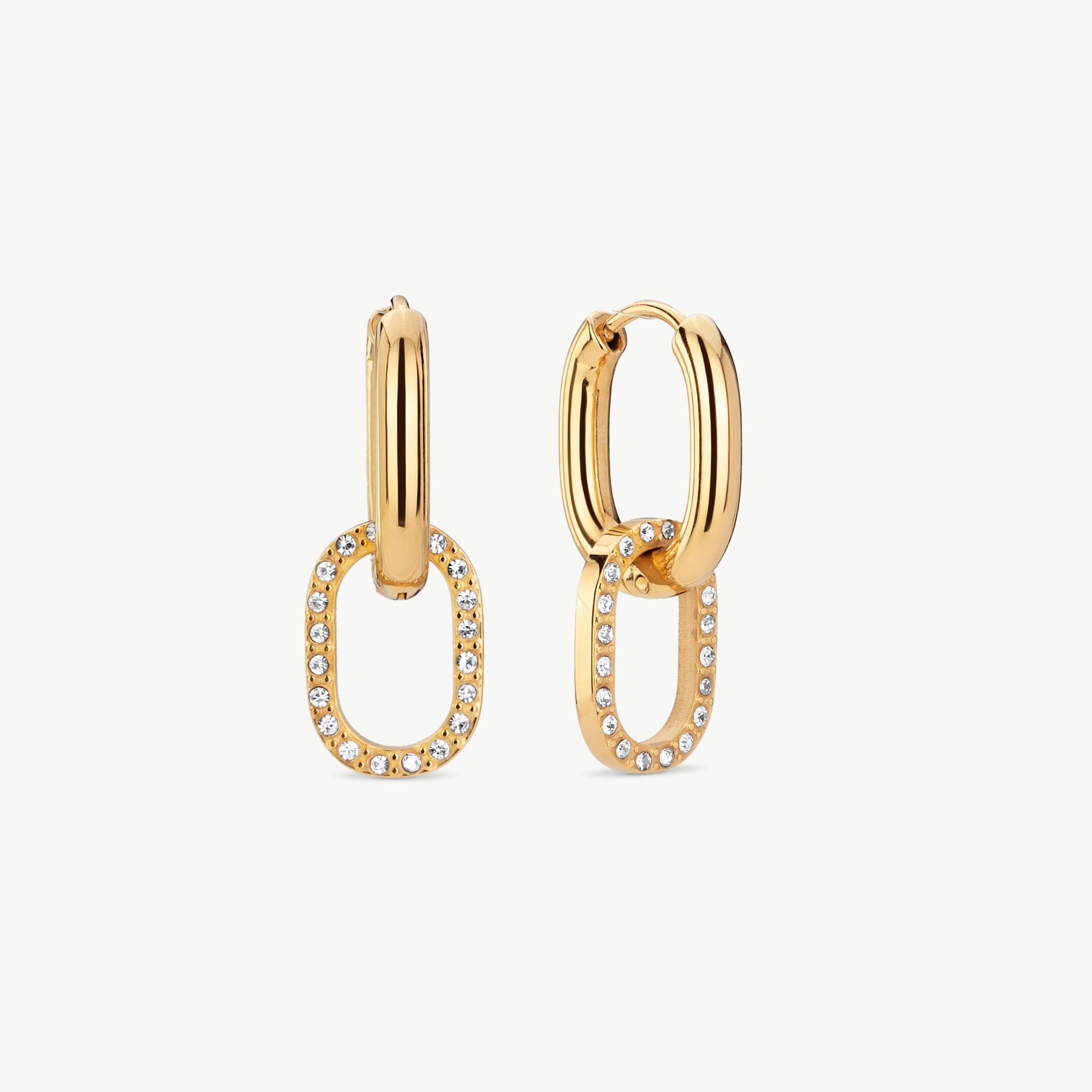 paperclip earrings gold paperclip earrings cubic zirconia oval hoop earrings double hoop earrings gold link chain earrings
