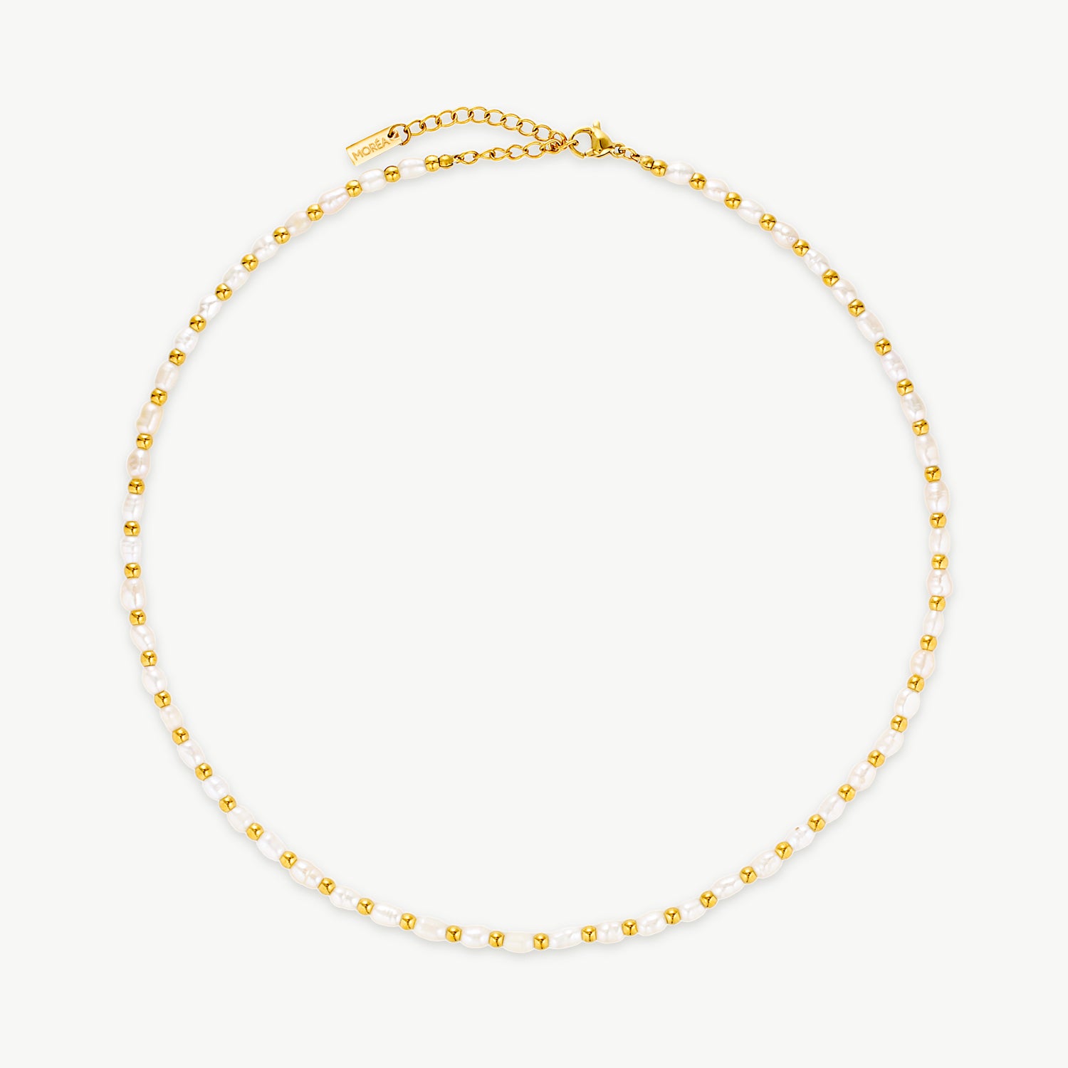 pearl and gold bead necklace with genuine freshwater pearls and polished gold beads