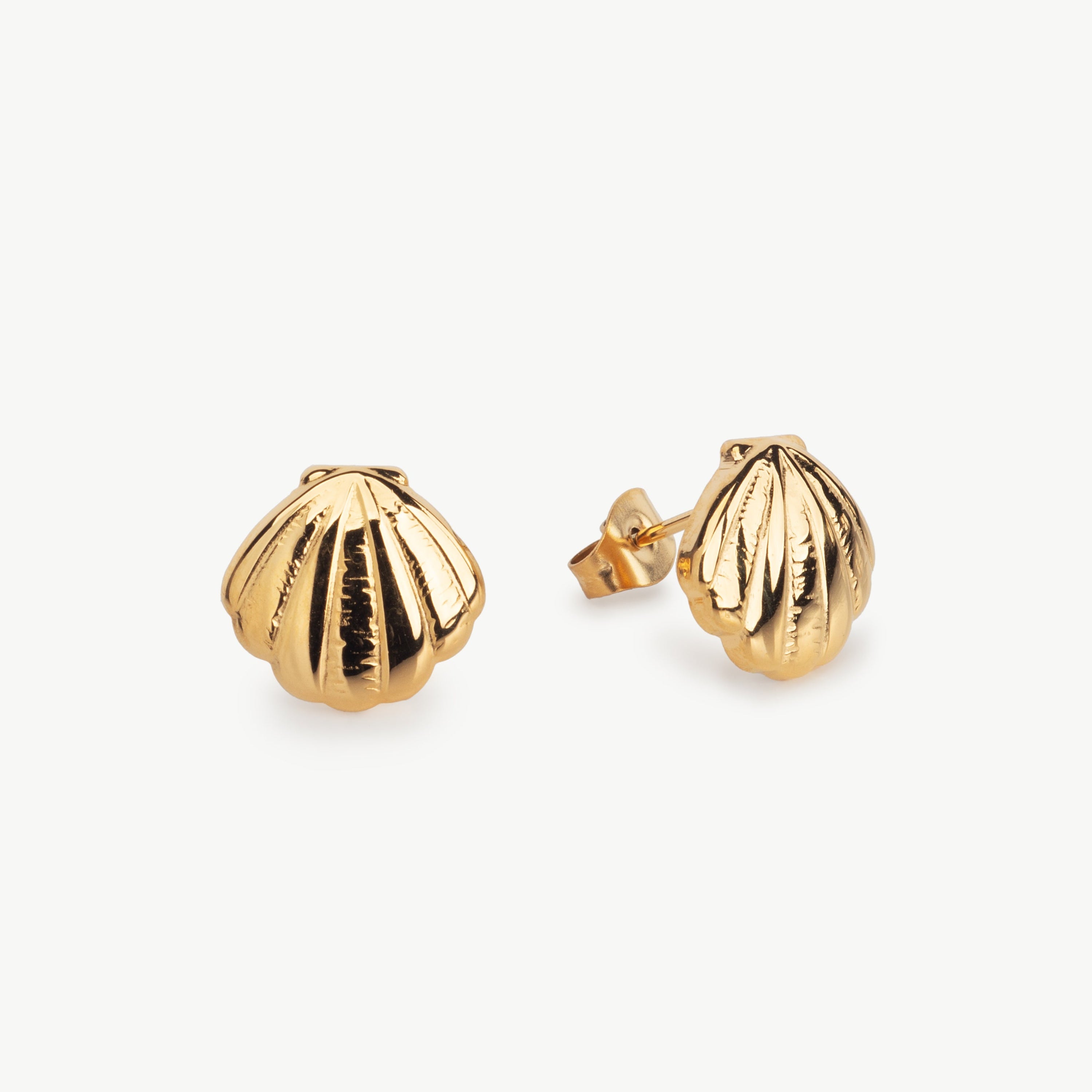 scallop shell earrings gold seashell stud earrings with beach inspired design creating elegant summer ocean themed earrings look