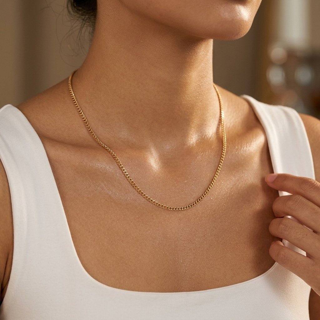 simple gold chain necklace for women featuring a delicate cable link style