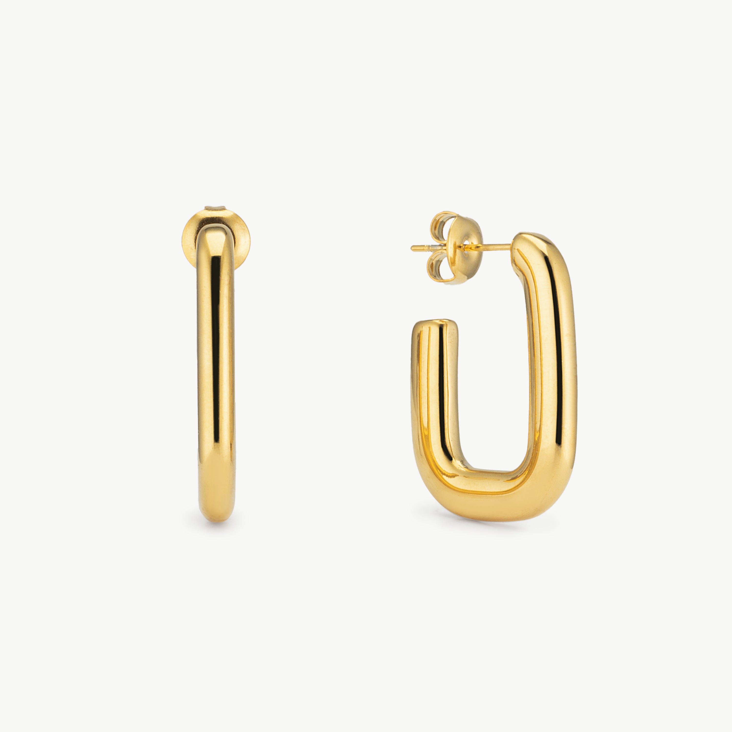 square hoop earrings gold paperclip link earrings geometric gold hoop earrings open link statement earrings
