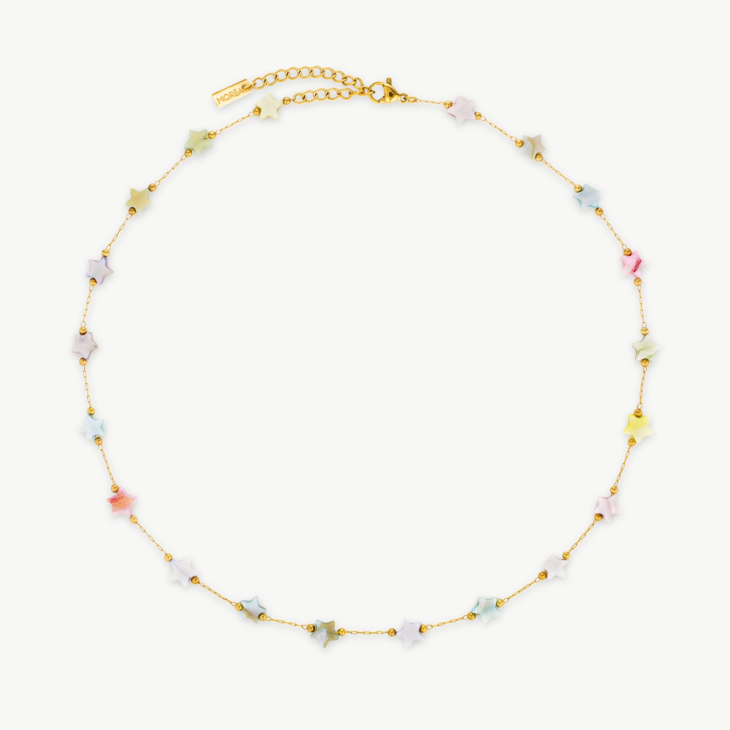 star station necklace with colorful stars on a waterproof gold on a celestial jewelry chain